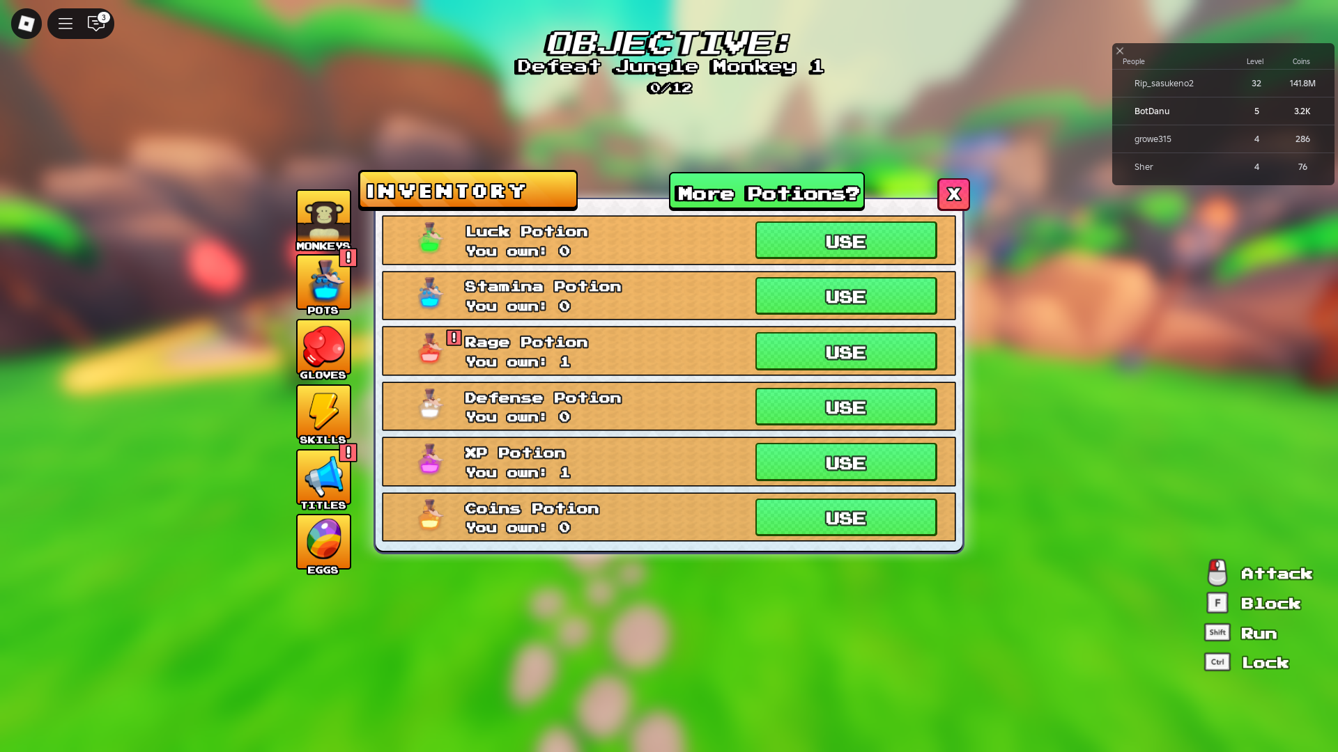 In-game inventory items (Image via Roblox)