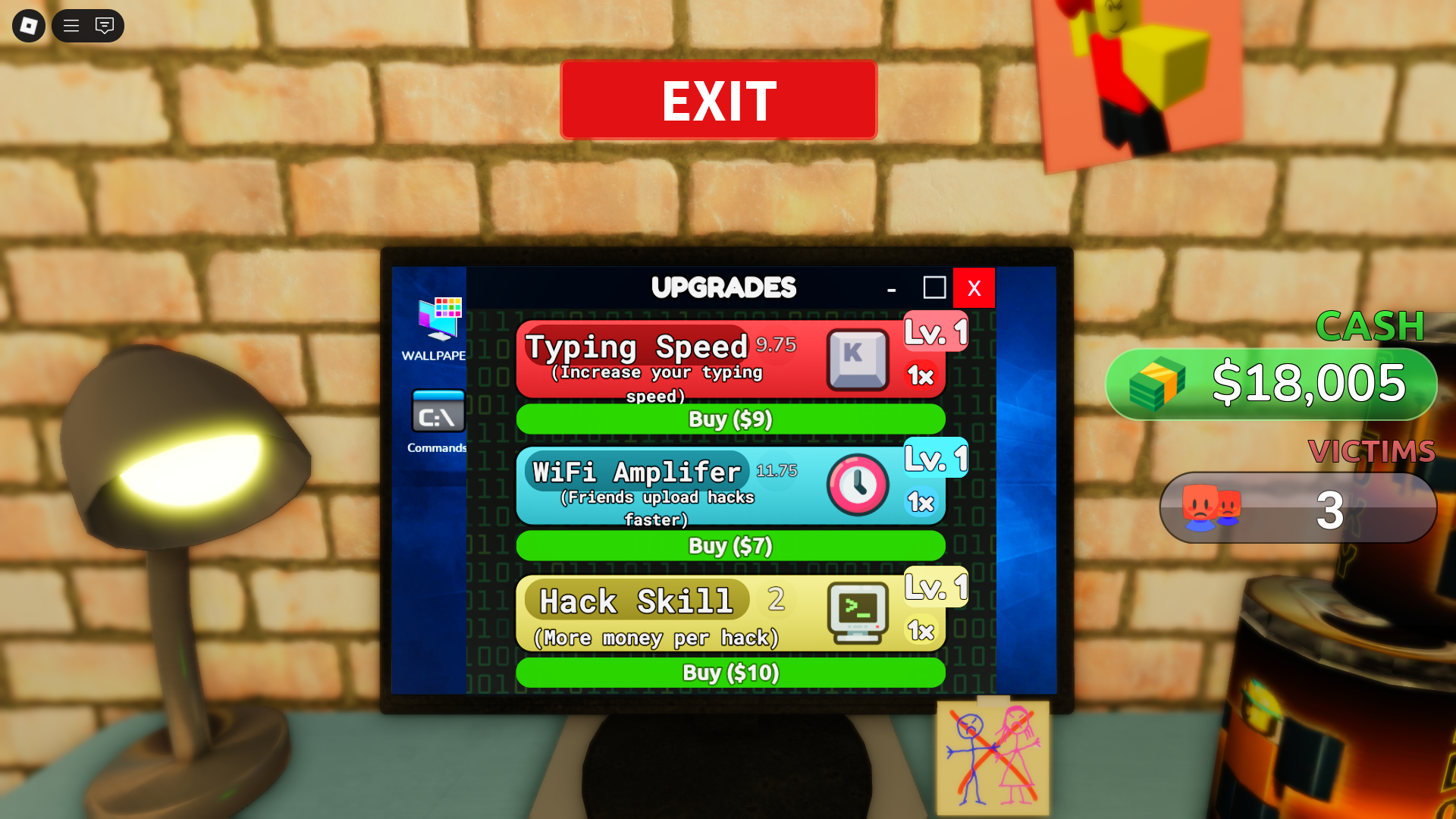 Buying upgrades through cash (Image via Roblox)
