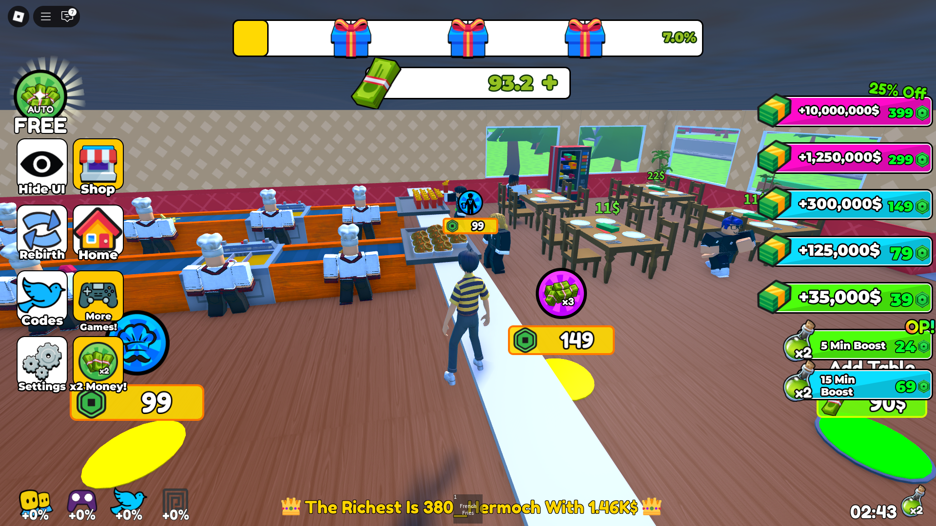 Tycoon restaurant running (Image via Roblox)
