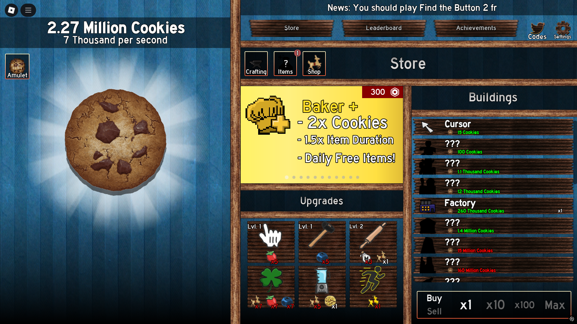 clicking the cookie (Image via Roblox)
