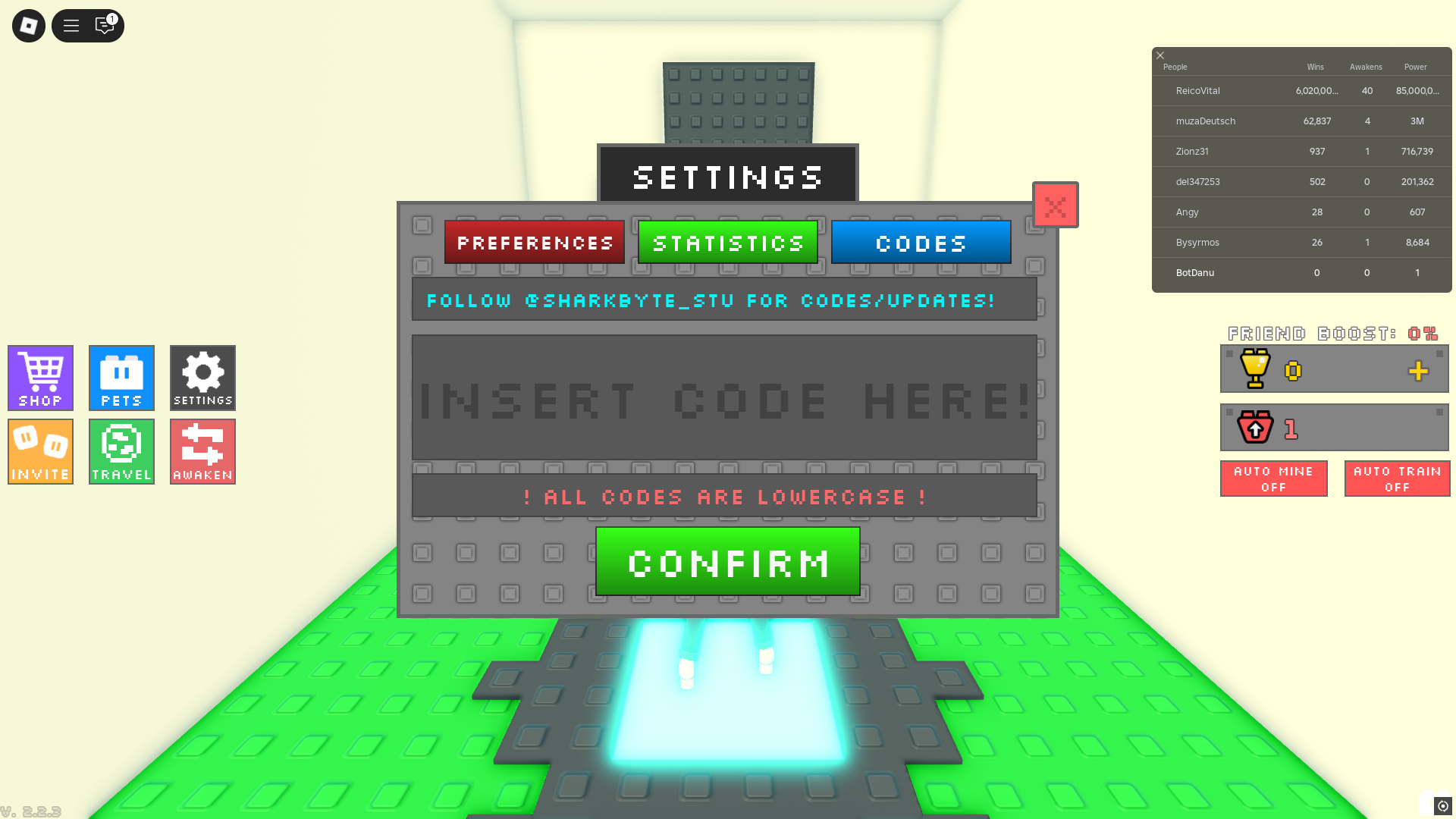 Redeeming codes for rewards (Image via Roblox)