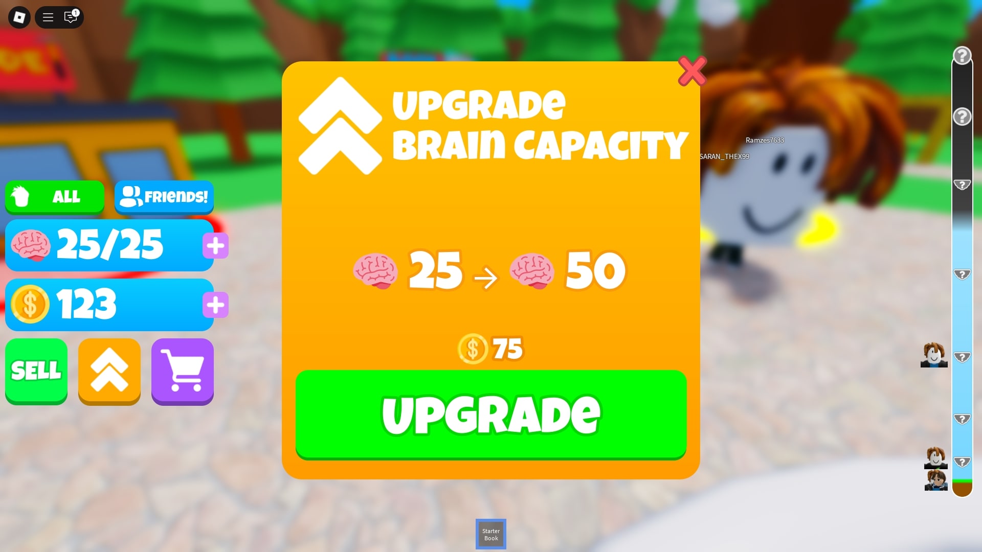 upgrading brain (Image via Roblox)