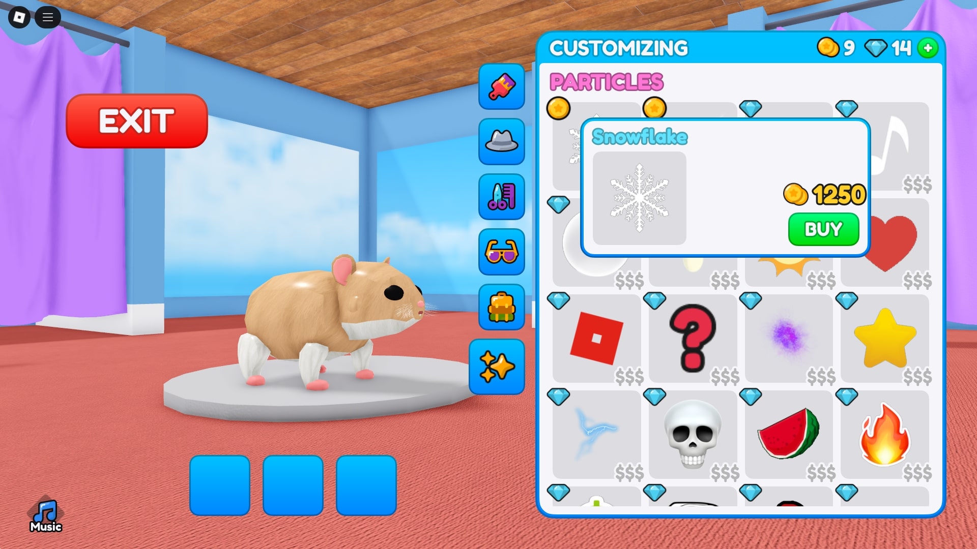 Customizing hamster (Image via Roblox)