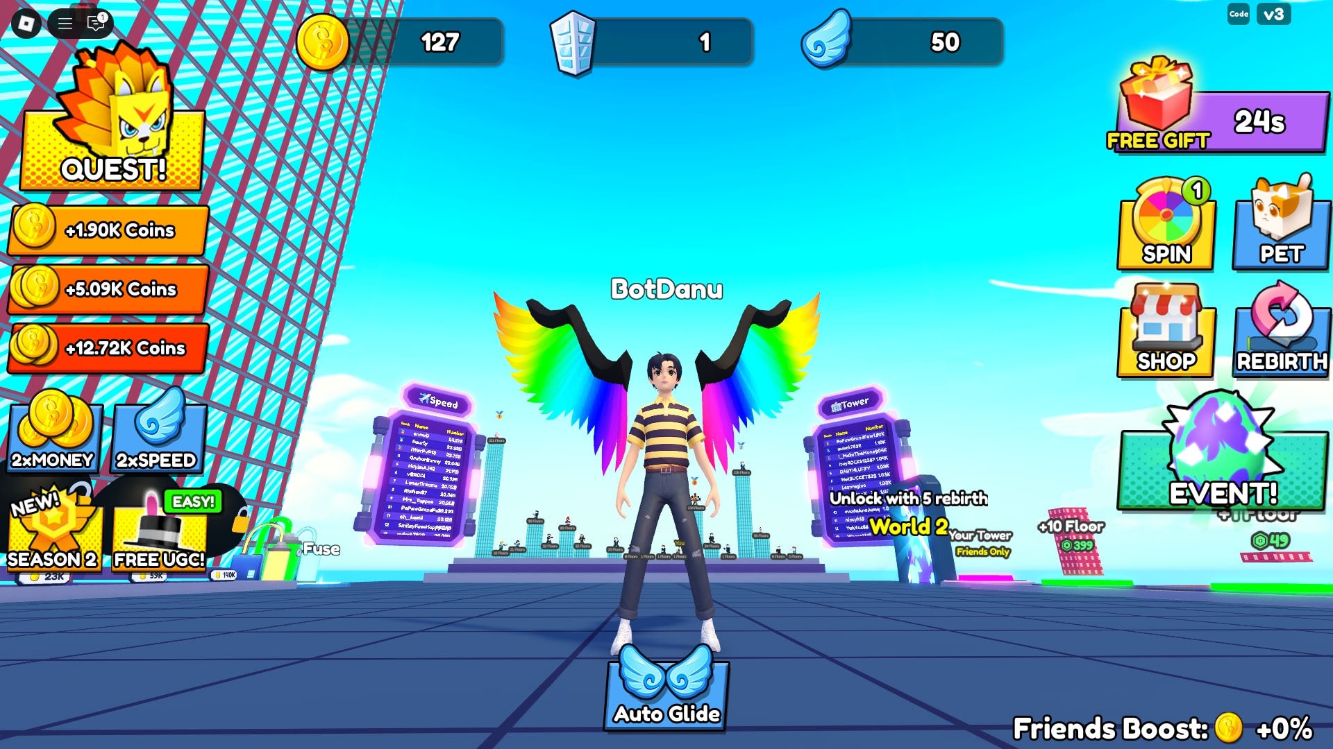 Building Towers To Fly Farther (Image via Roblox)