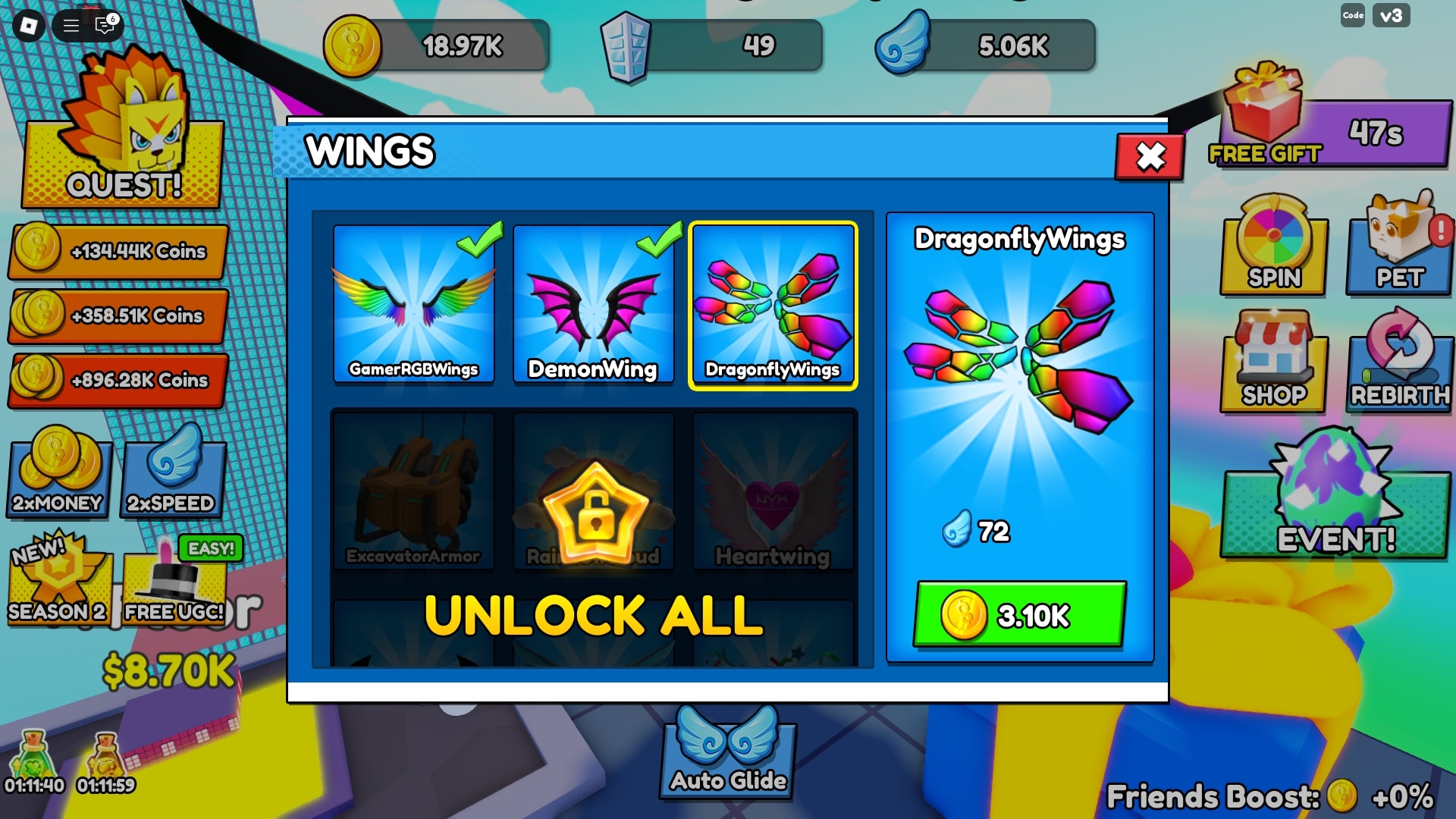 Buying new wings (Image via Roblox)