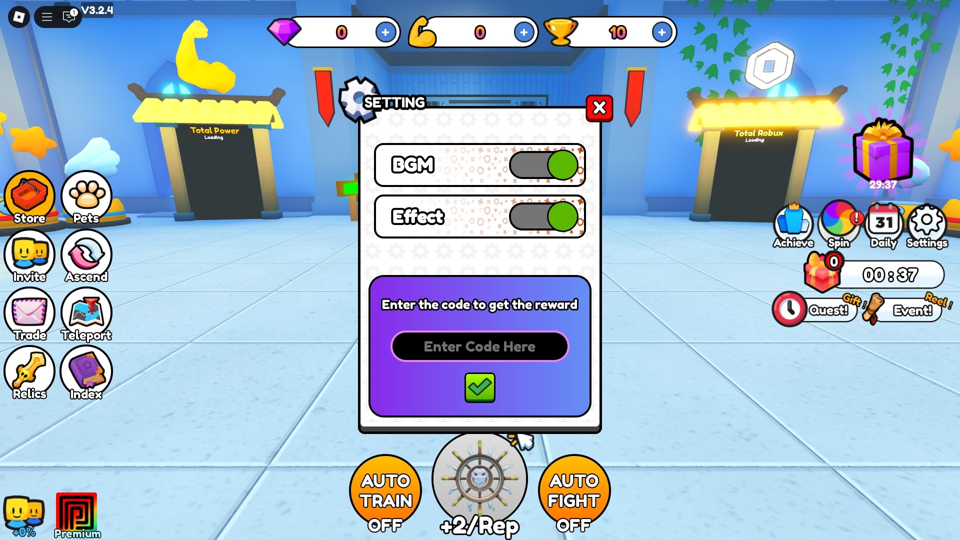Redeeming codes for rewards (Image via Roblox)