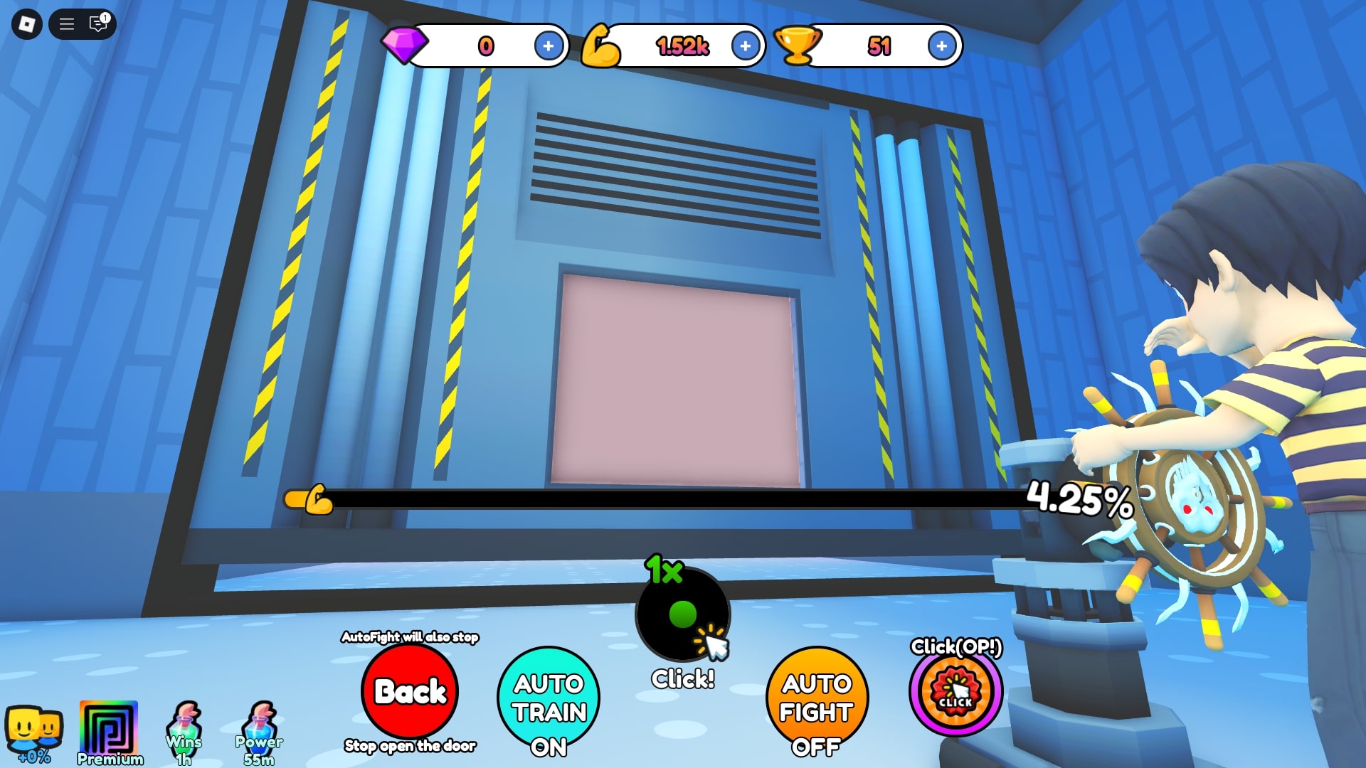 Opening the gate with strength (Image via Roblox)