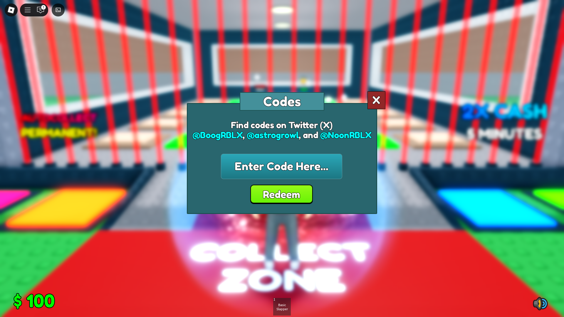 Redeeming codes for rewards (Image via Roblox)