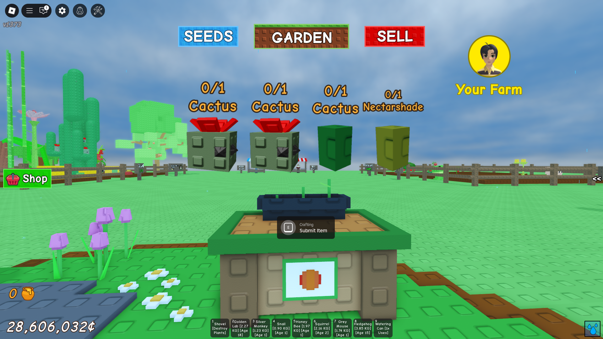 Crafting Nectar Thorn plant in Grow a Garden (Image via Roblox)