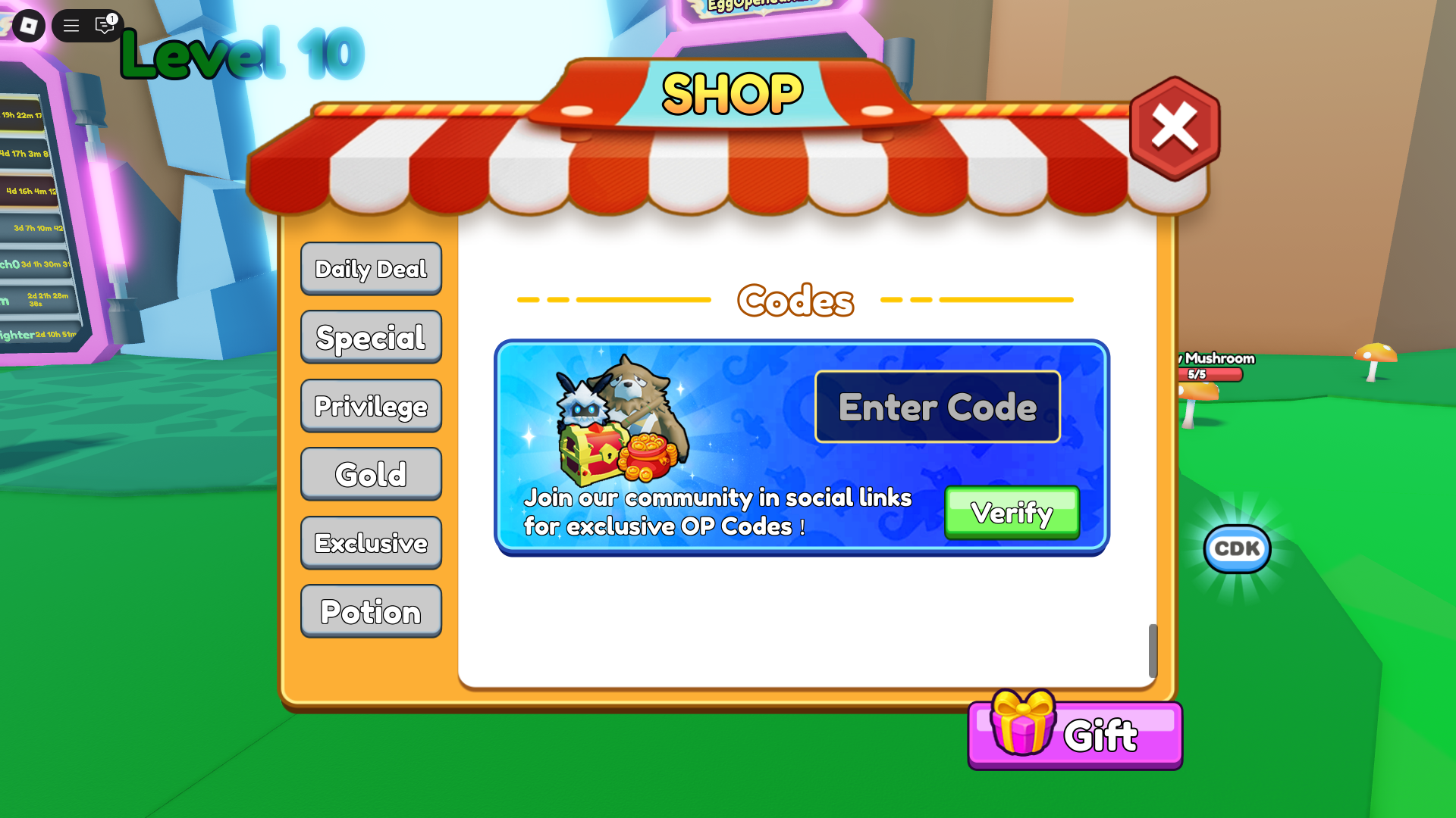 Redeeming codes for rewards (Image via Roblox)