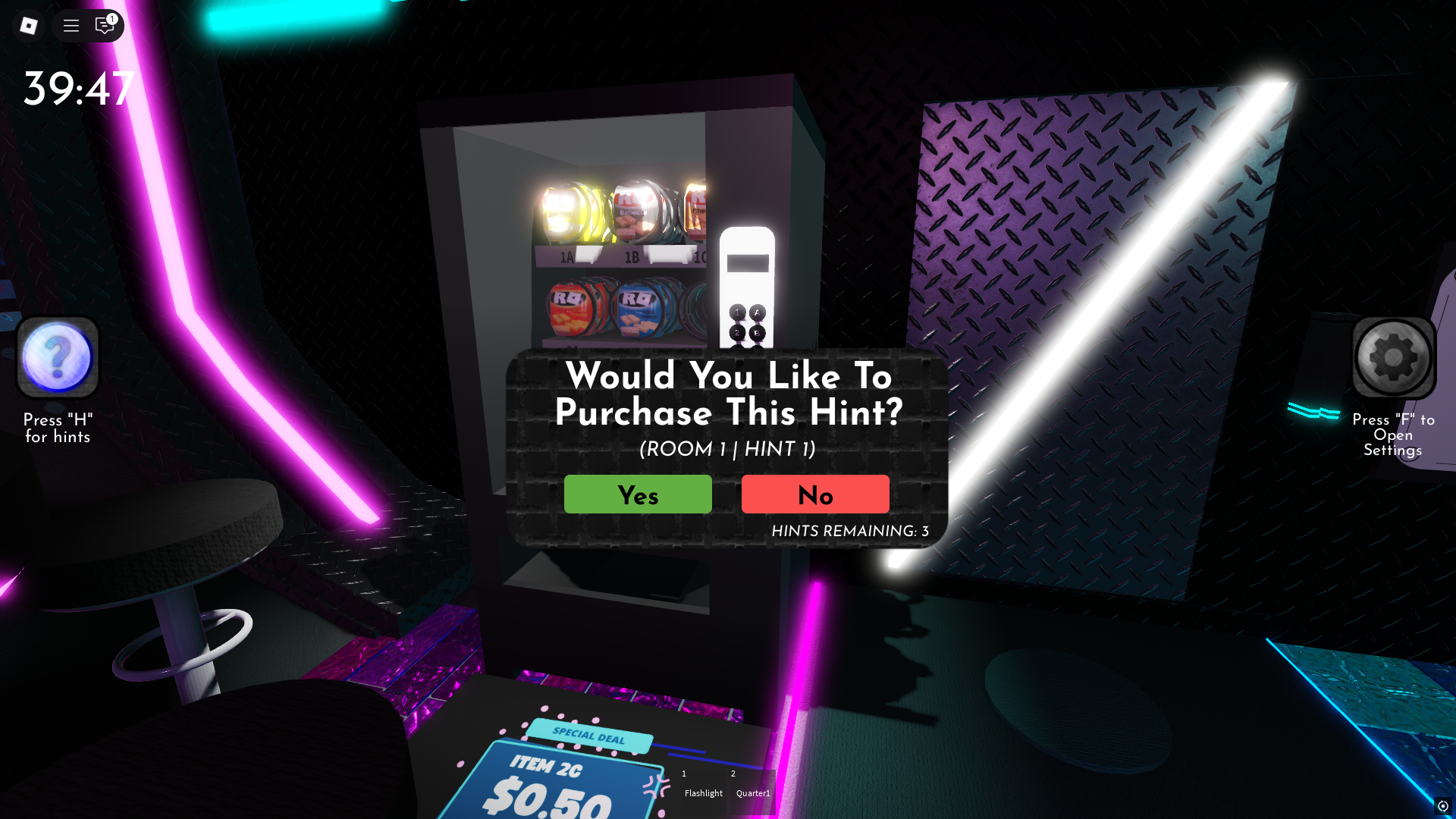 Using a hint (Image via Roblox)