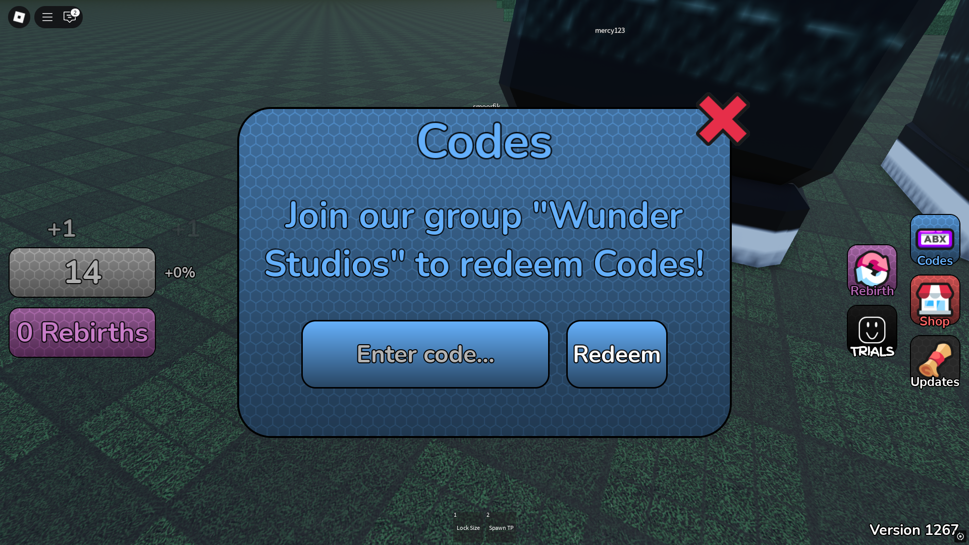 Redeeming codes for mass (Image via Roblox)