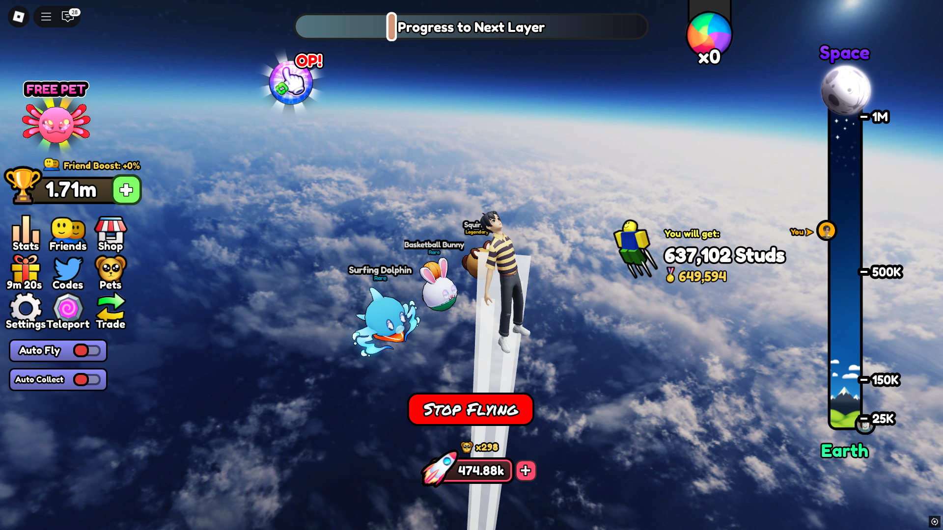Flying to space (Image via Roblox)
