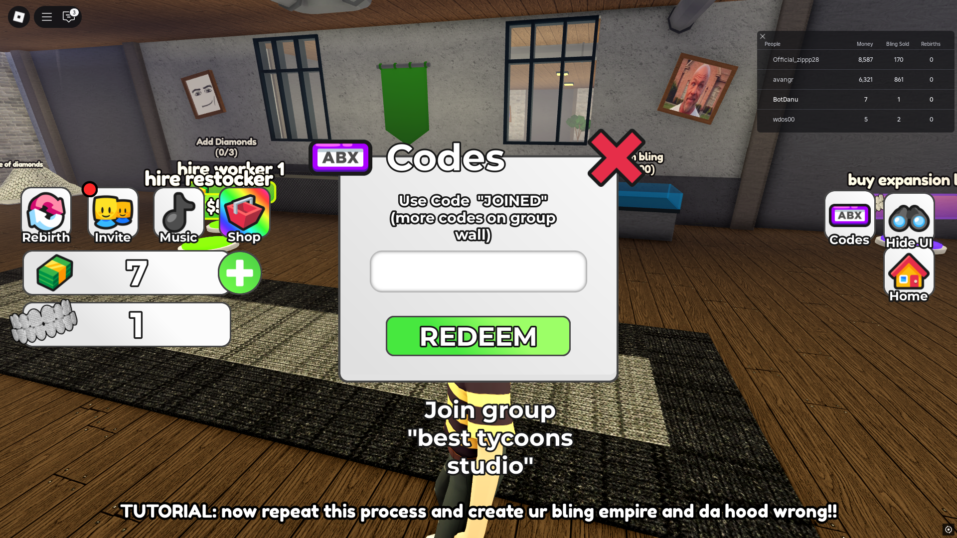Redeeming codes for cash (Image via Roblox)