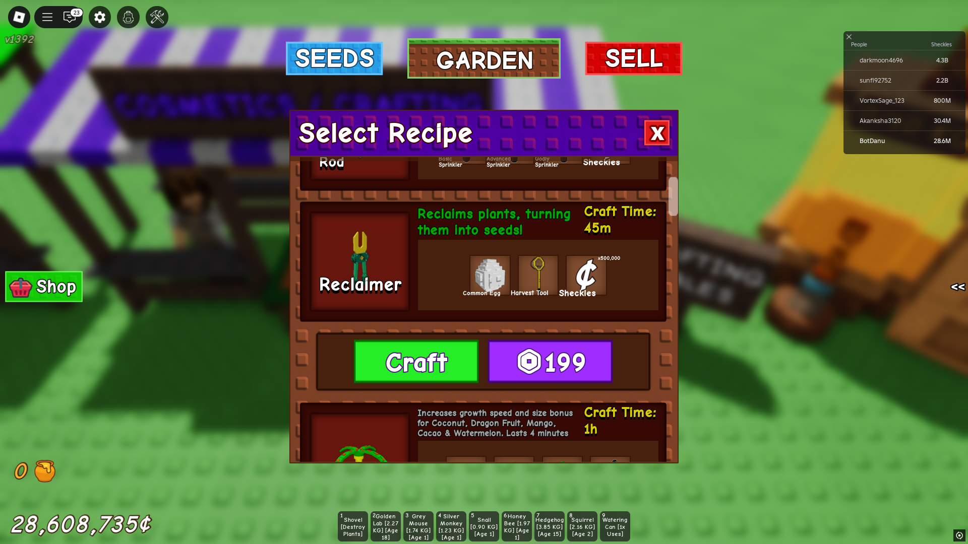 Reclaimer - Grow a Garden (Image via Roblox)