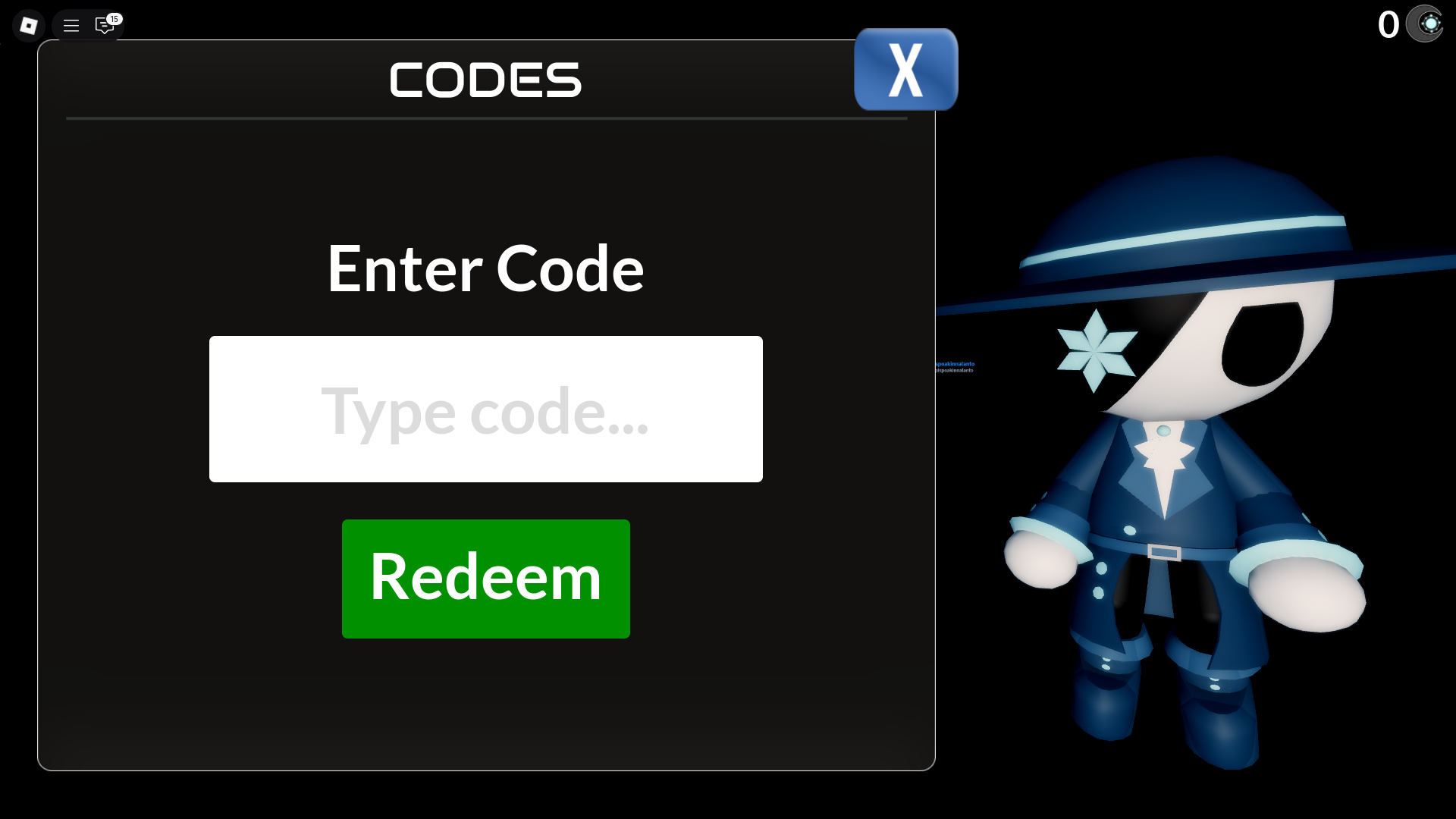 Redeeming codes for lumens (Image via Roblox)