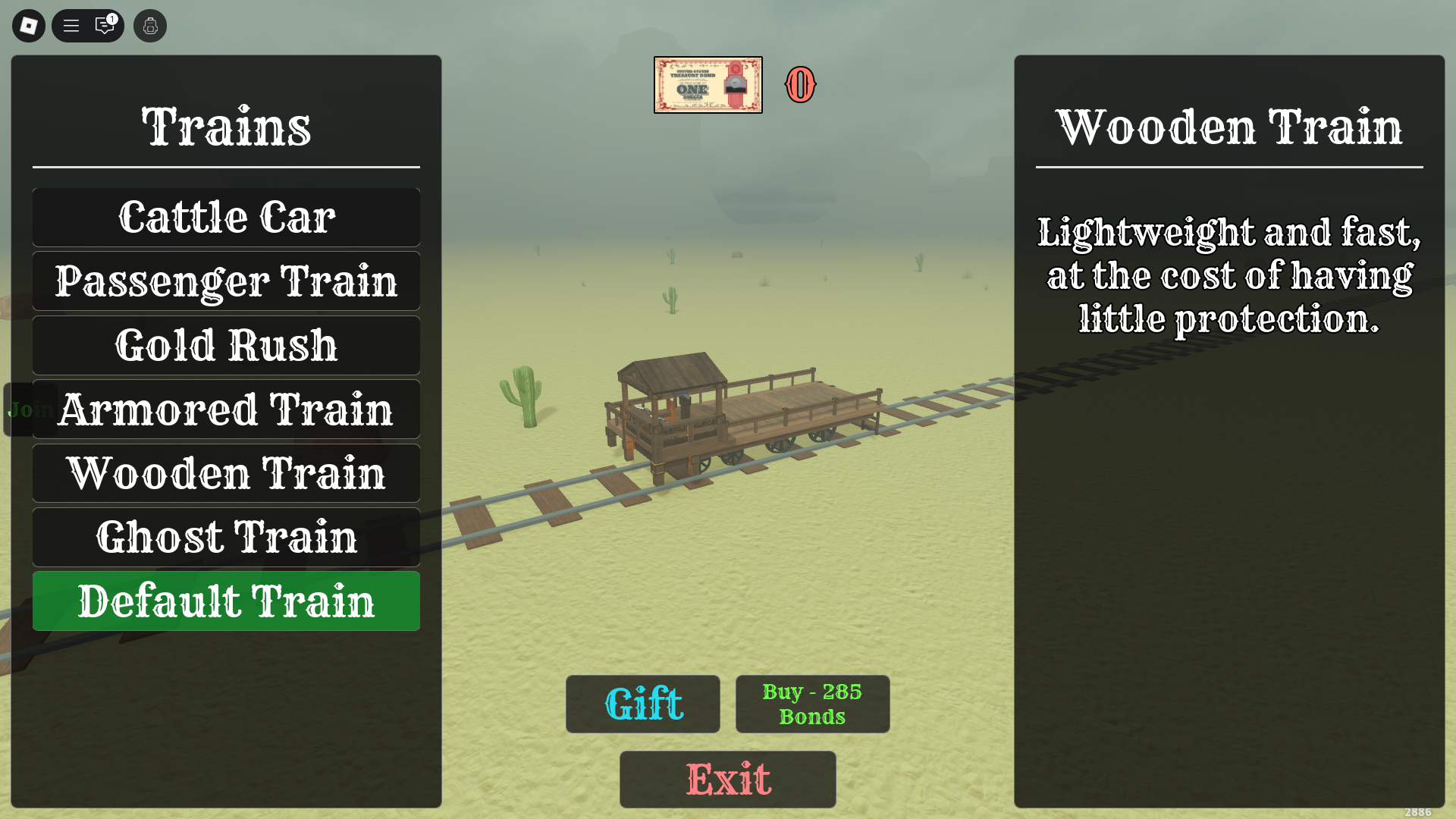 Wooden train - Dead Rails (Image via Roblox)