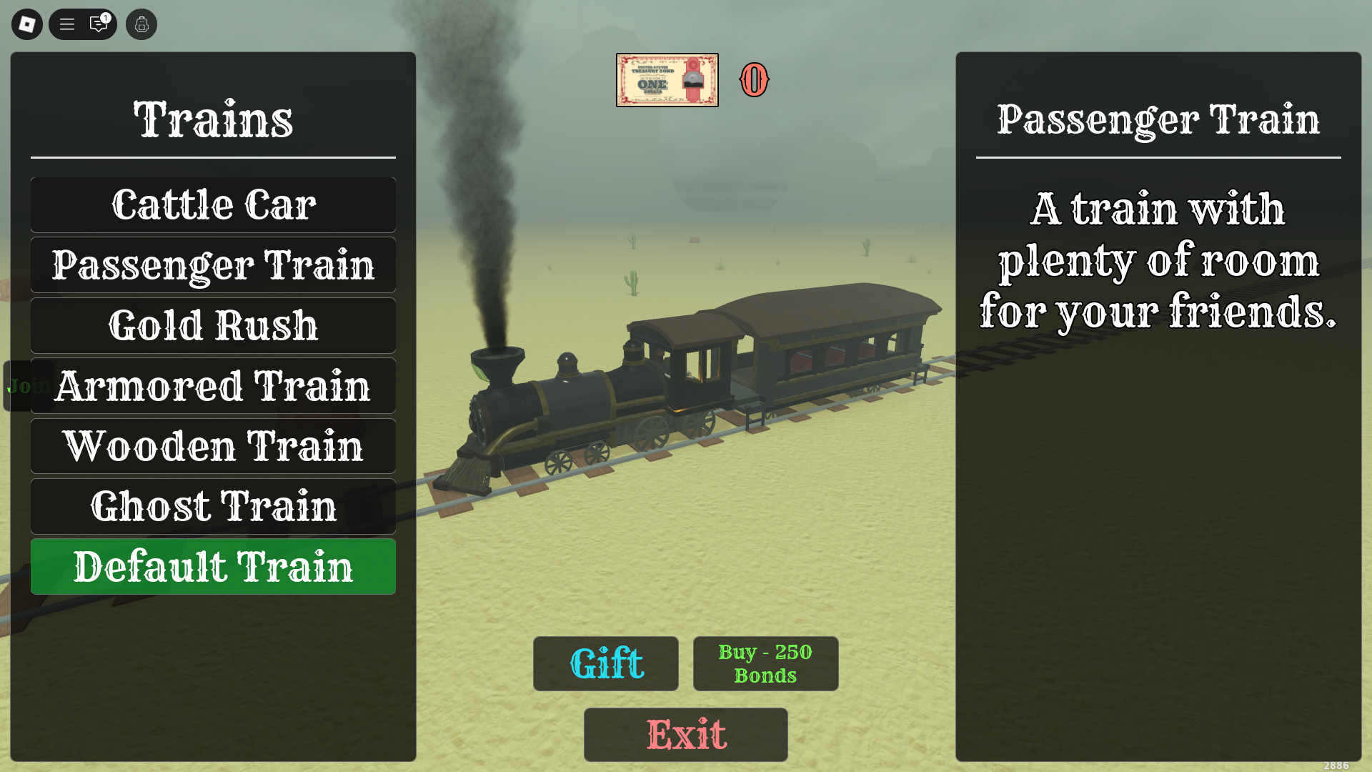 Passenger train - Dead Rails (Image via Roblox)