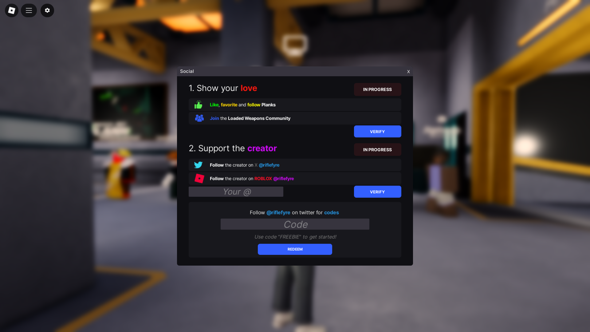 Redeming codes for rewards (Image via Roblox)