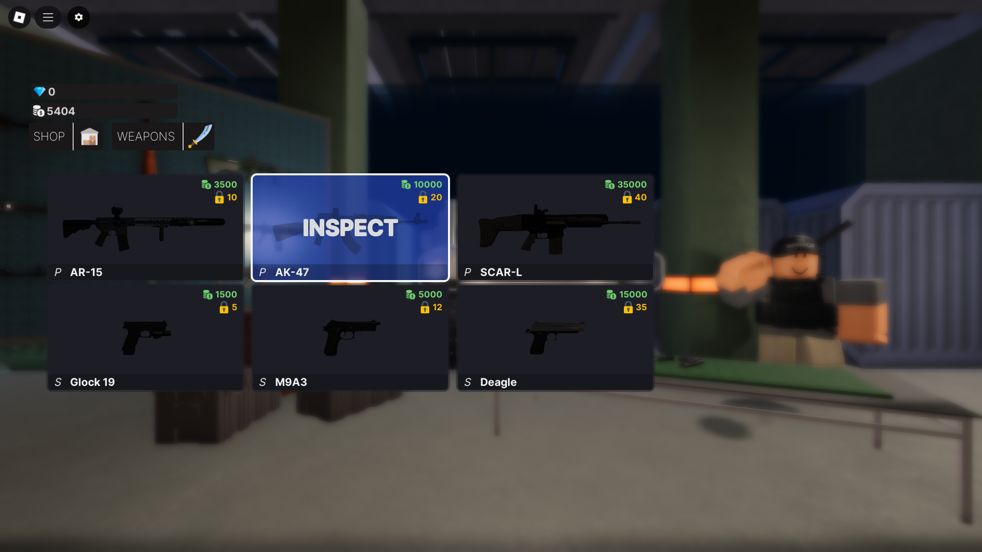 Buying weapons (Image via Roblox)