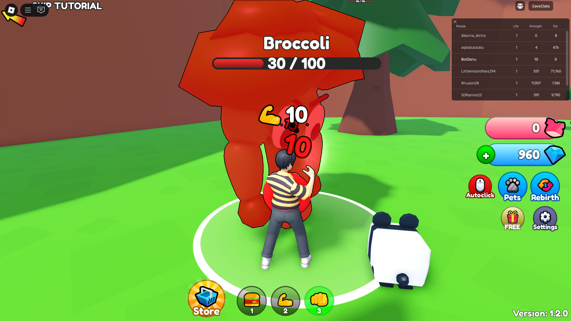 Fighting broccoli (Image via Roblox)
