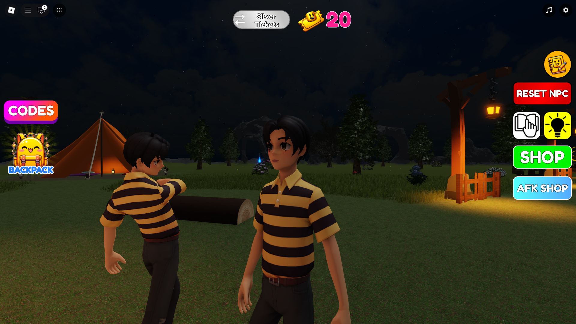 NPC standing near campfire (Image via Roblox)
