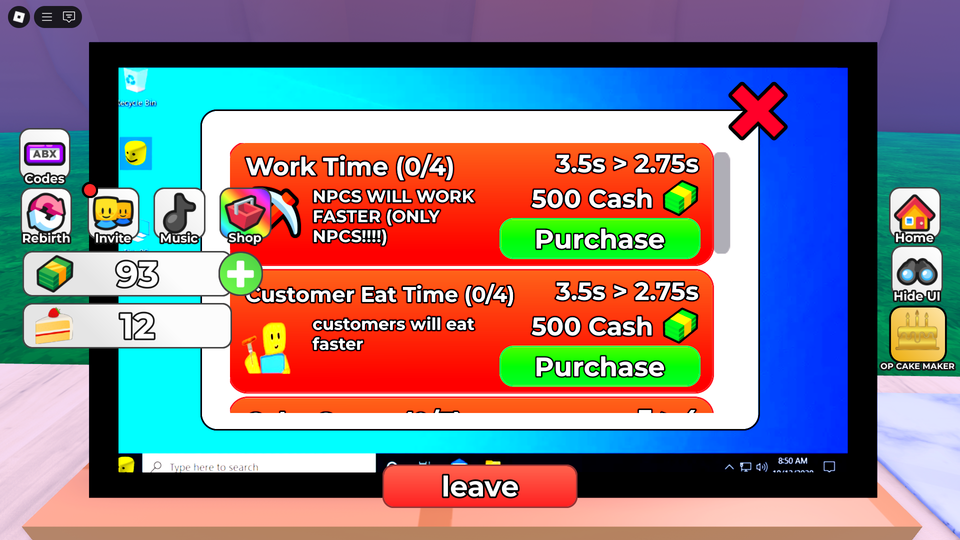 upgrading stats for better rewards (Image via Roblox)