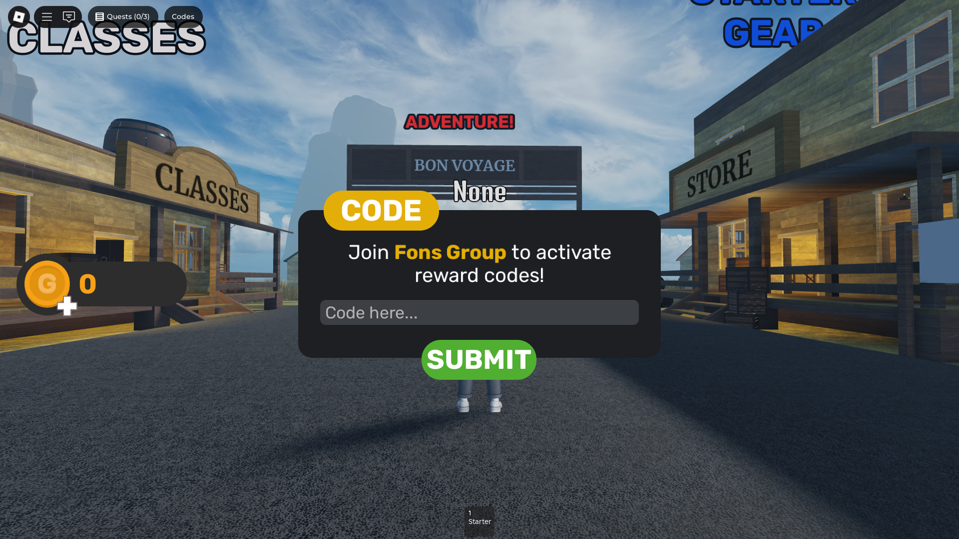 Redeeming codes for free rewards (Image via Roblox)