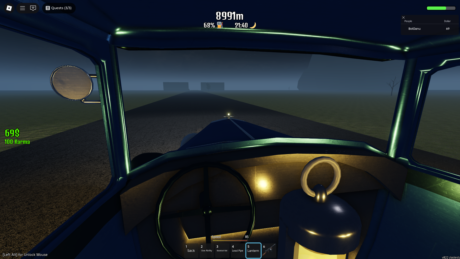 Driving at night (Image via Roblox)