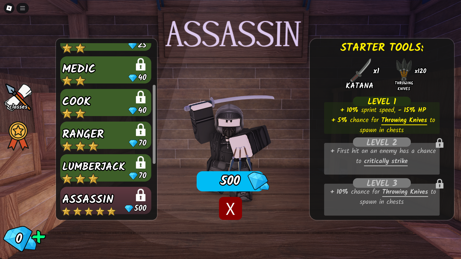 Best Class - Assassin (Image via Roblox)