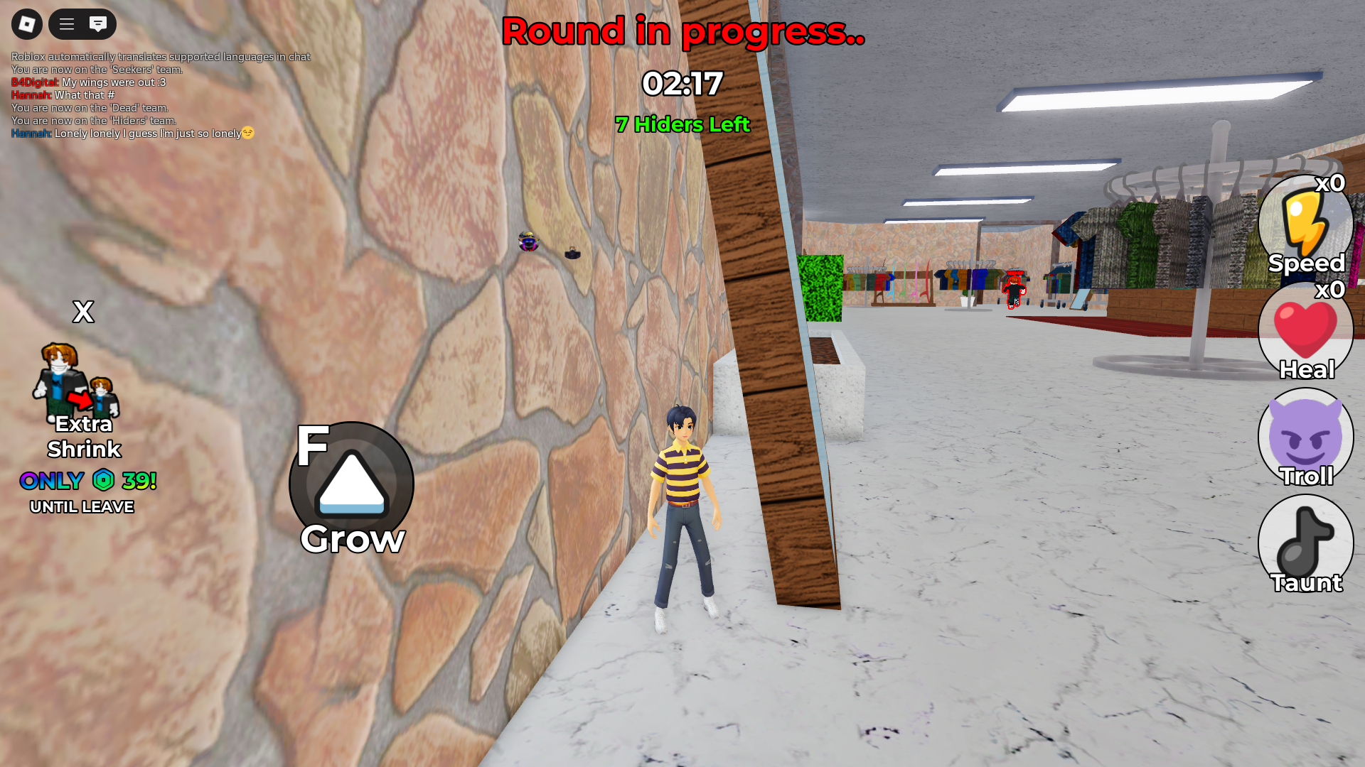 Hiding from seekers (Image via Roblox)