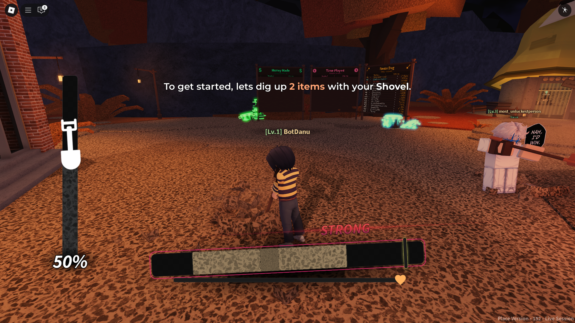 Perfect dig (Image via Roblox)