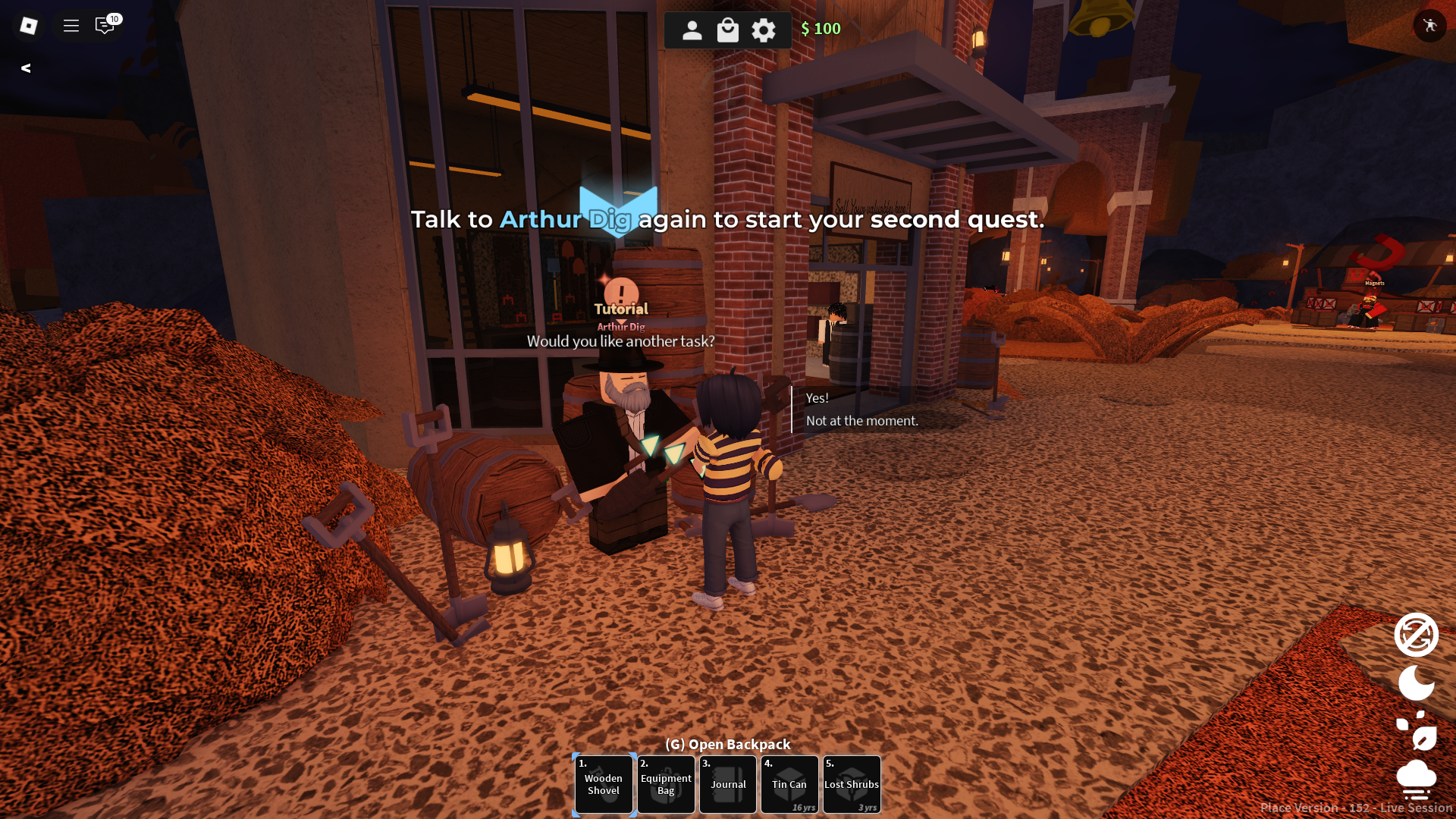 Arthur Dig Tutorial NPC (Image via Roblox)