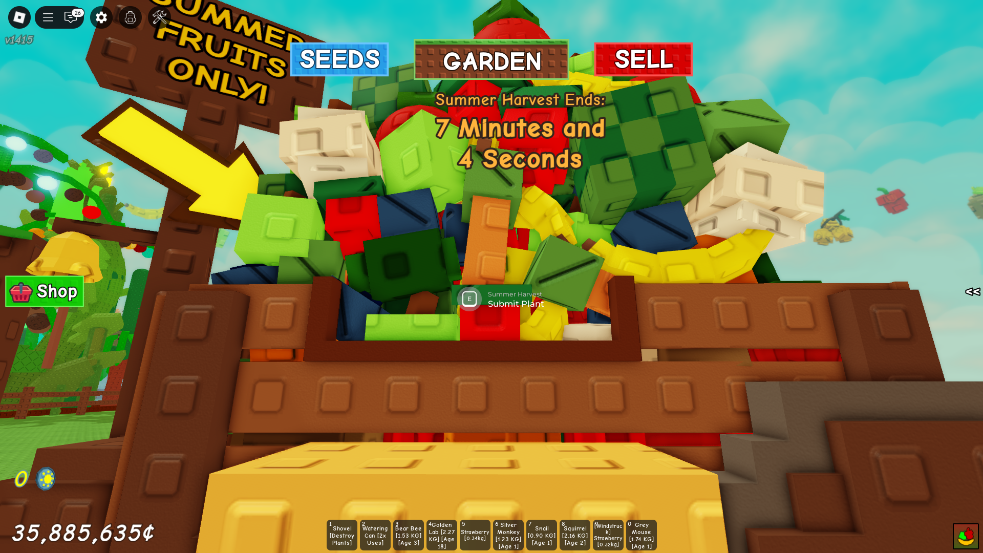 Submitting summer crops (Image via Roblox)