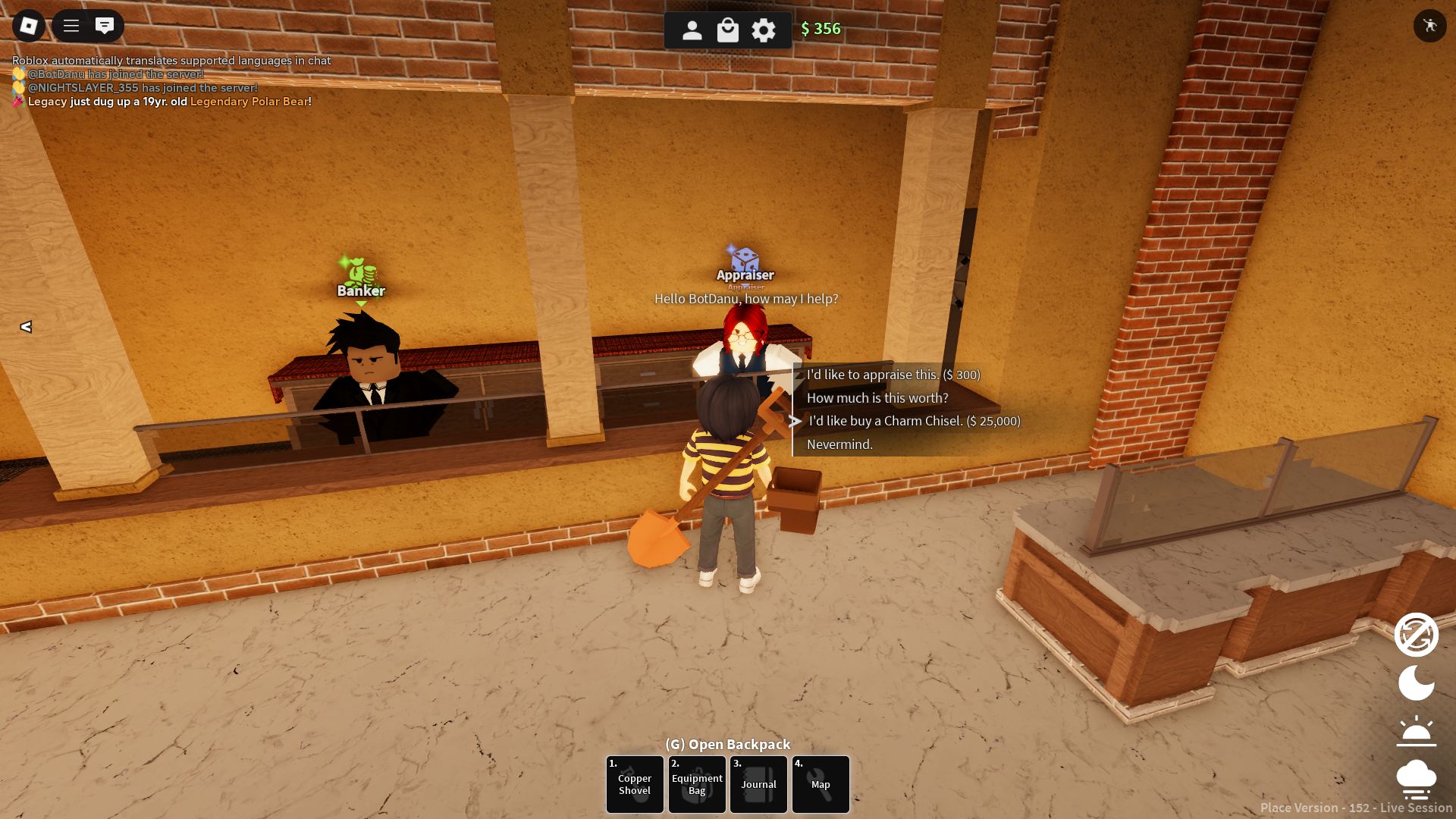 Buying Charm Chisel (Image via Roblox)