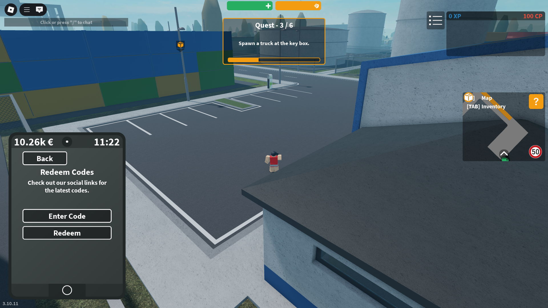 Redeeming codes (Image via Roblox)