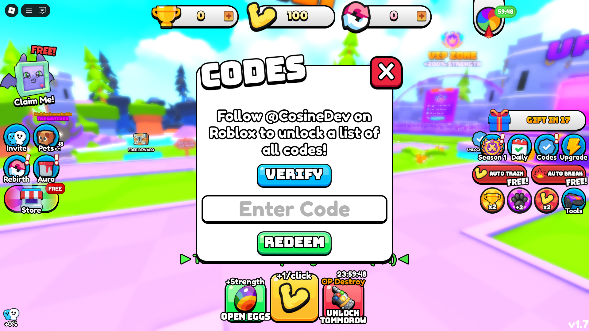 Redeemign codes for free wins (Image via Roblox)