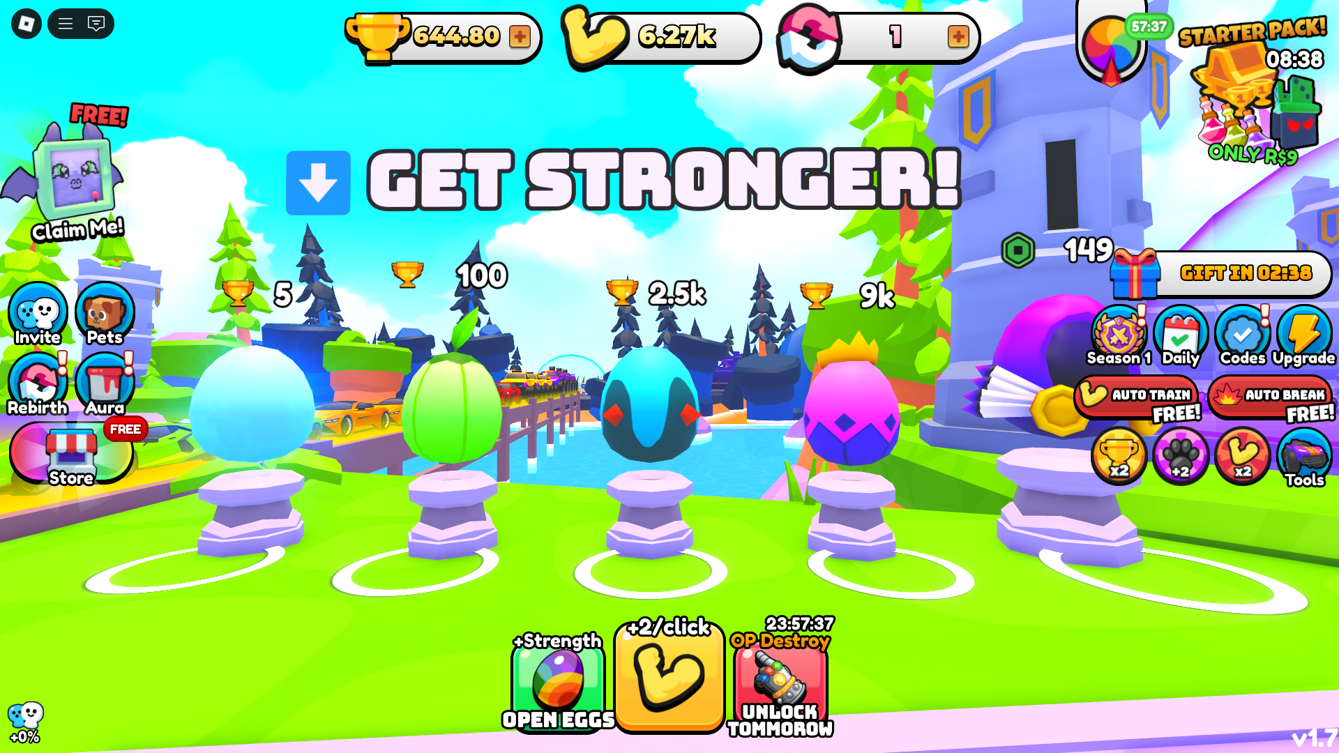 Hatching eggs using wins (Image via Roblox)