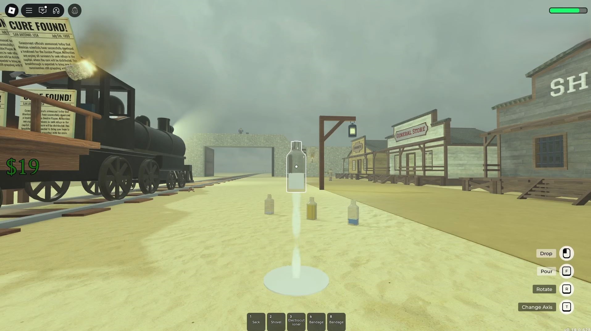 Emptying a milk bottle (Image via Roblox)