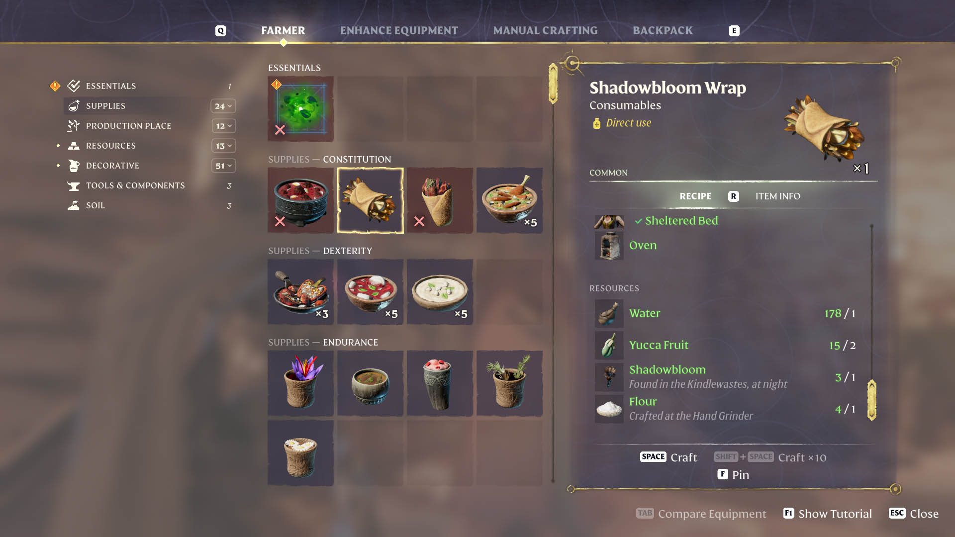 Enshrouded Shadowbloom Wrap food consumable cooking recipe