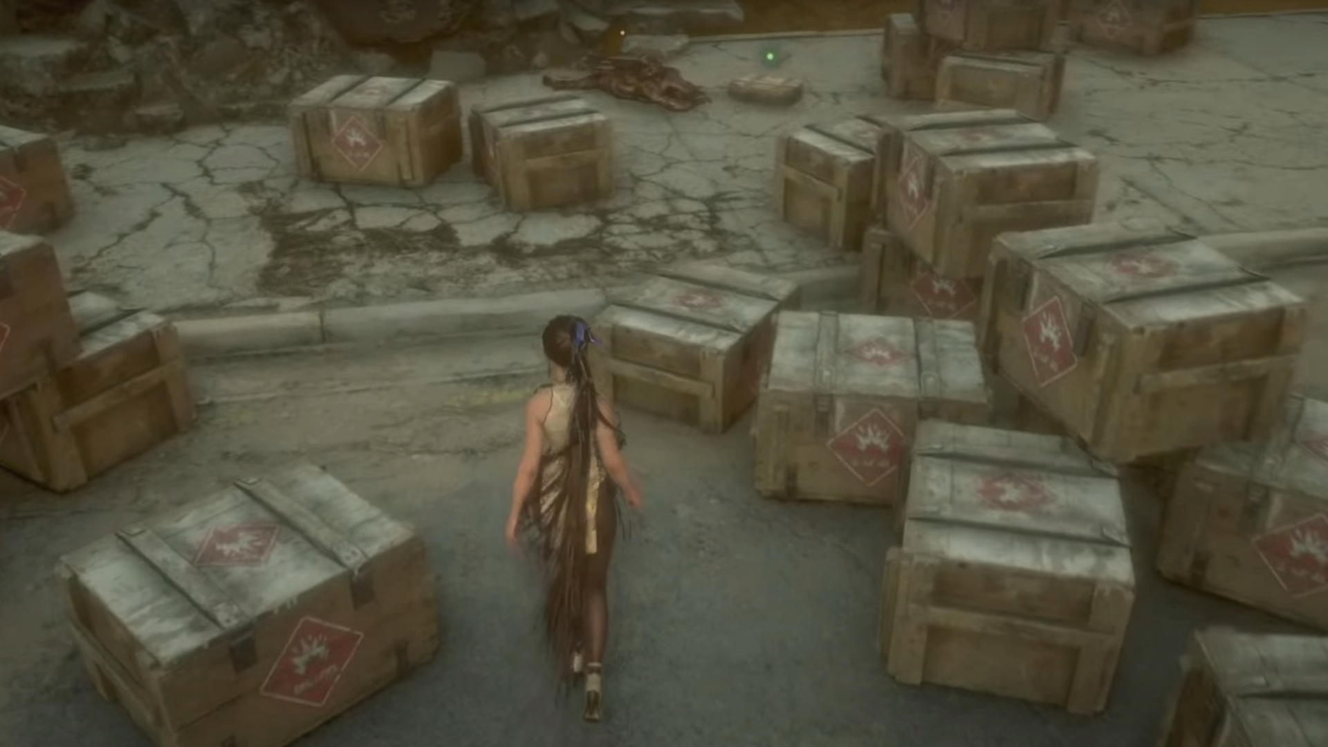Frank's body and the explosive crates surrounding it