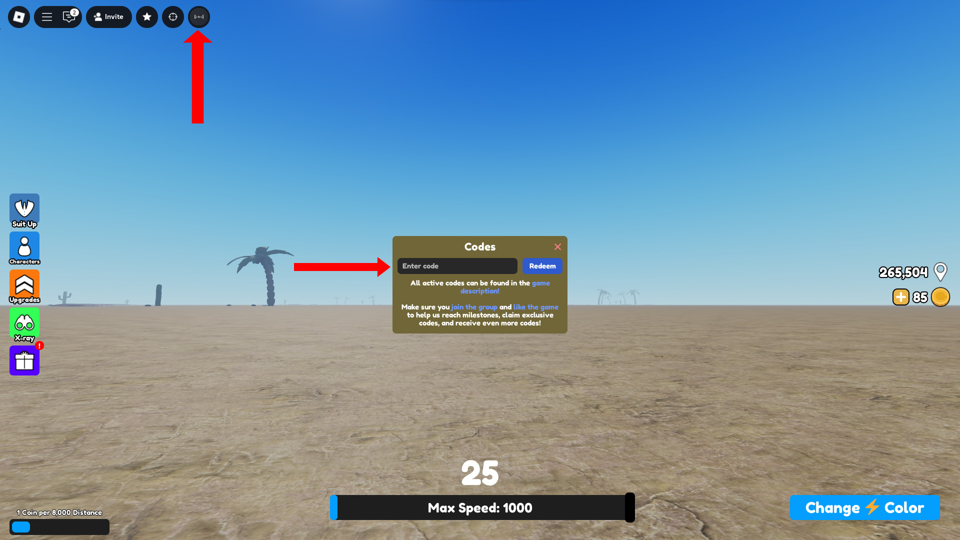 Redeem your codes here (Image via Roblox Corporation)