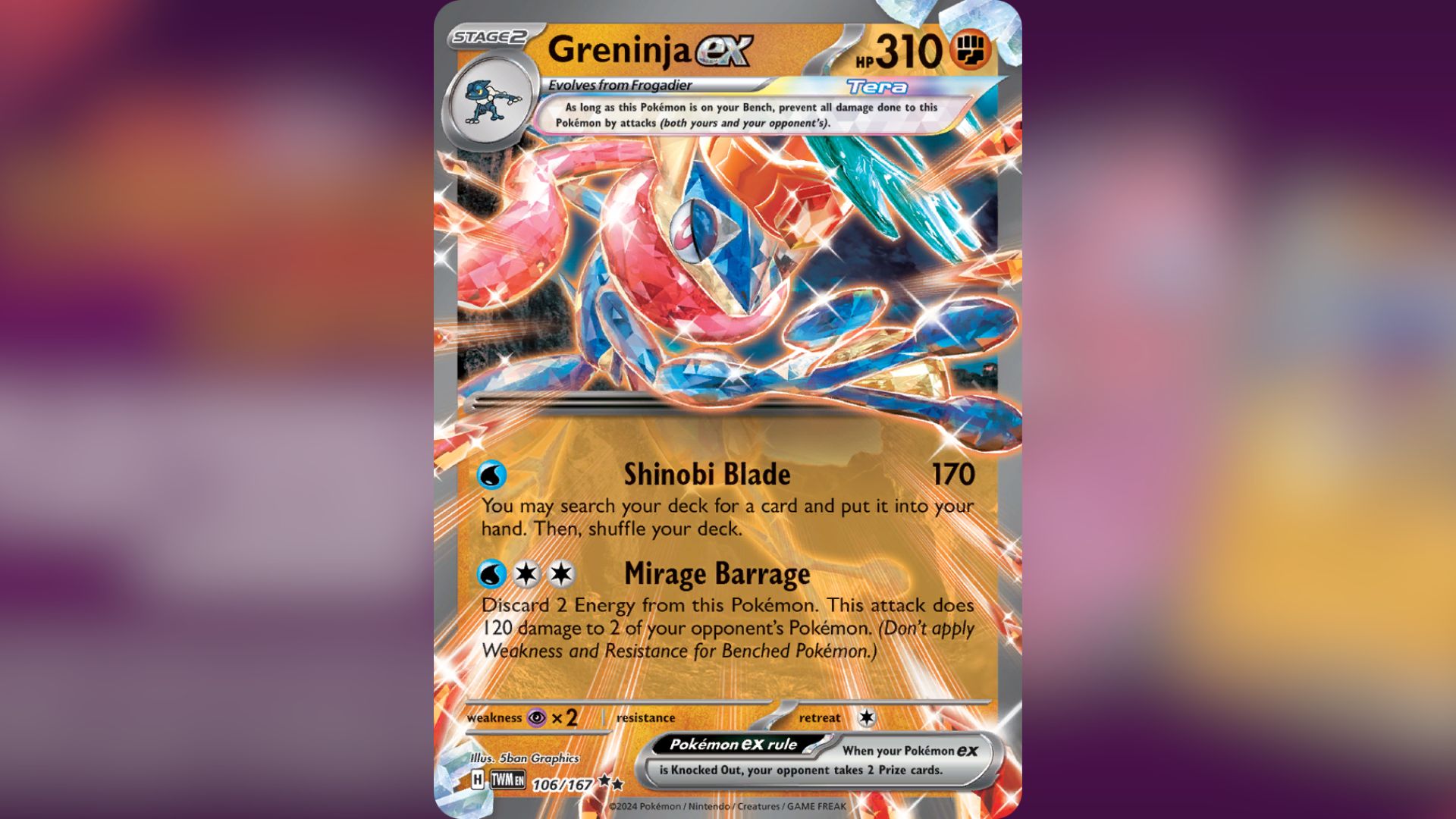 Greninja ex from Twilight Masquerade (Image via TPC)
