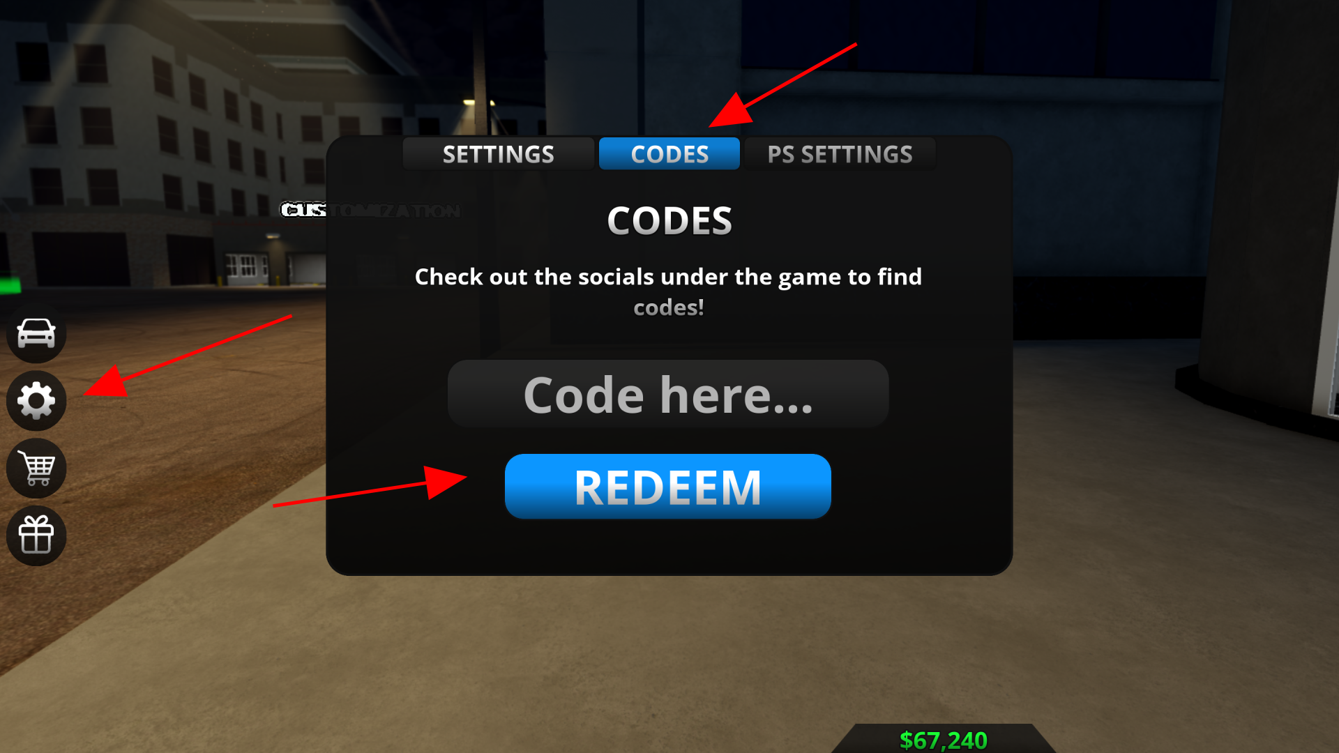 Highway Legends Code Box (Image via Roblox)