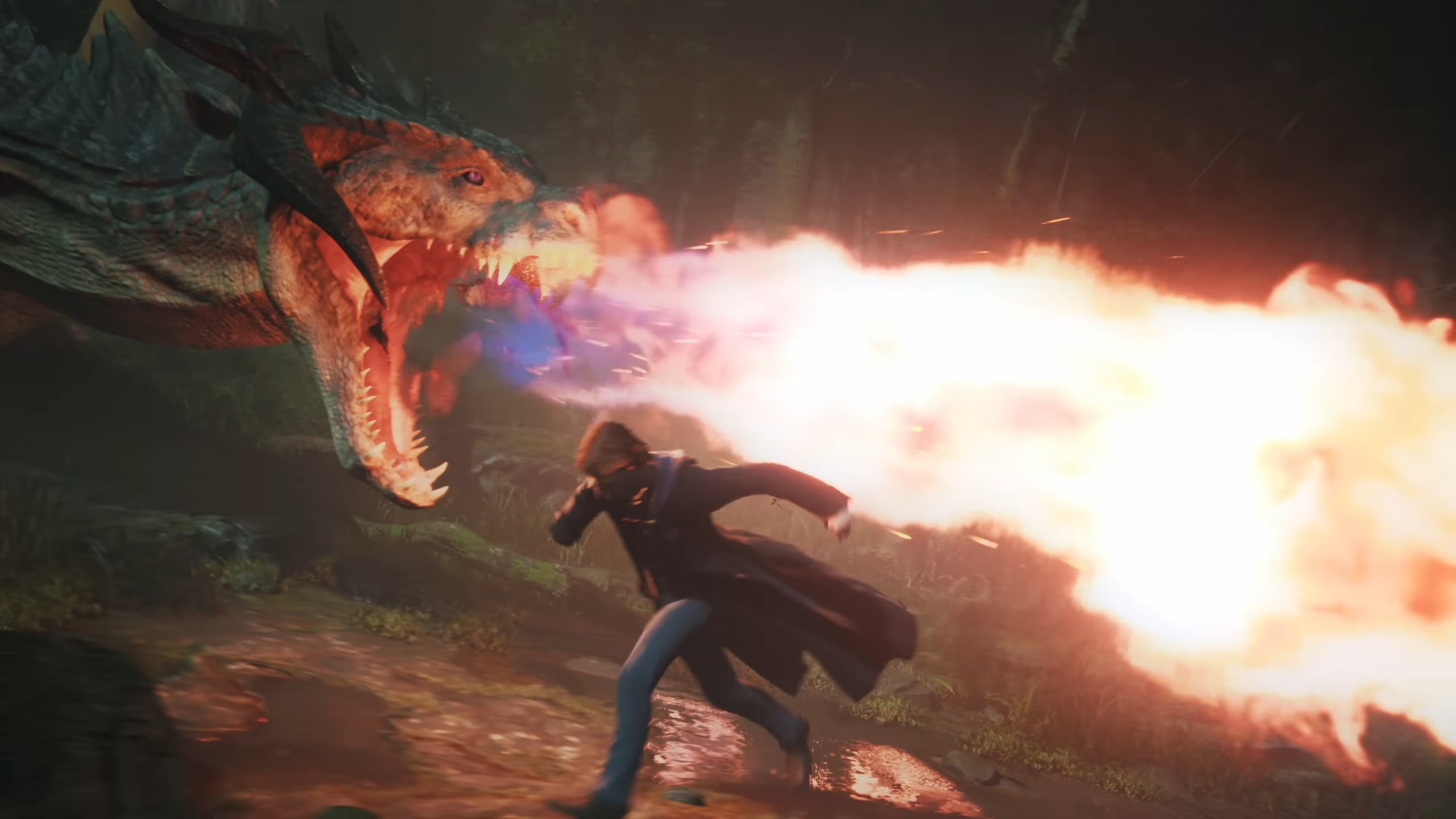 Picture of Fighting a dragon in Hogwarts Legacy
