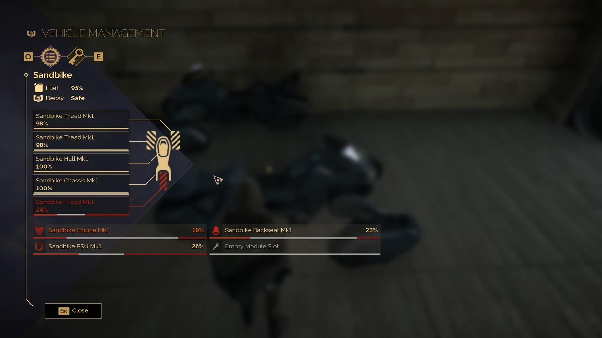 You can check the exact condition of parts in the Vehicle Management screen