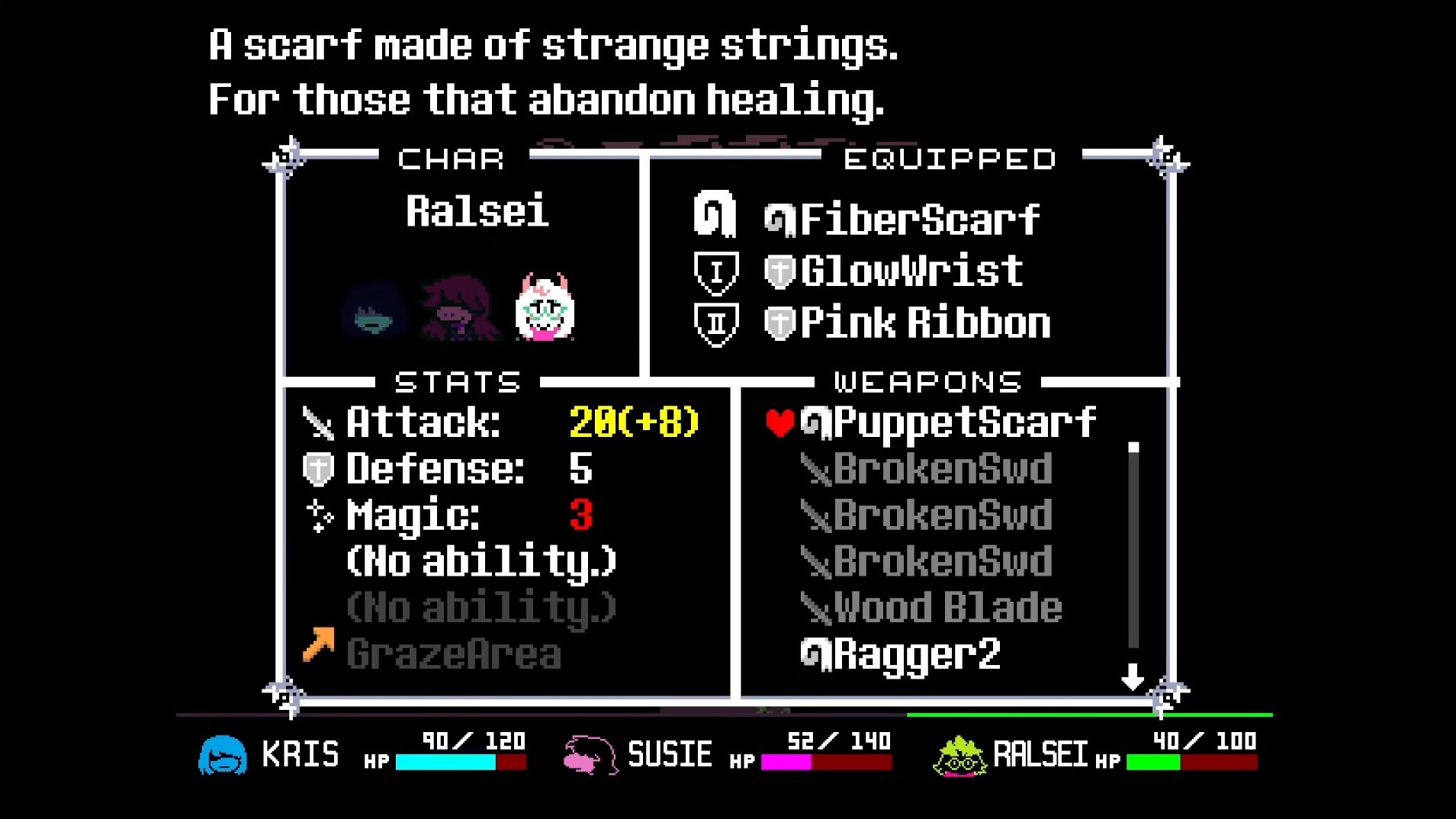 Use the Puppet Scarf to finish fights faster (Image via Tobyfox)