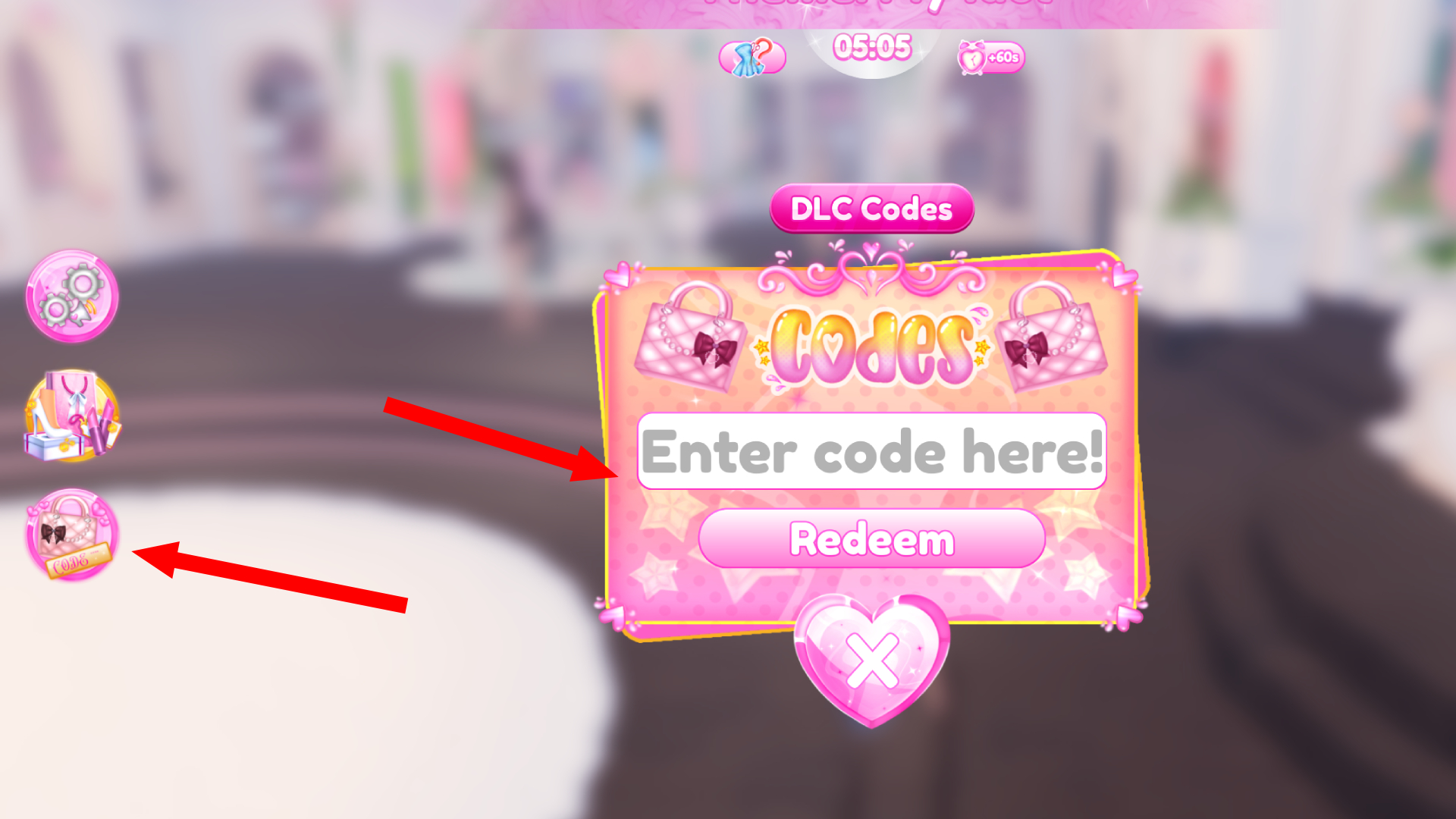 How To Redeem The Code (Image via Roblox Corporation)