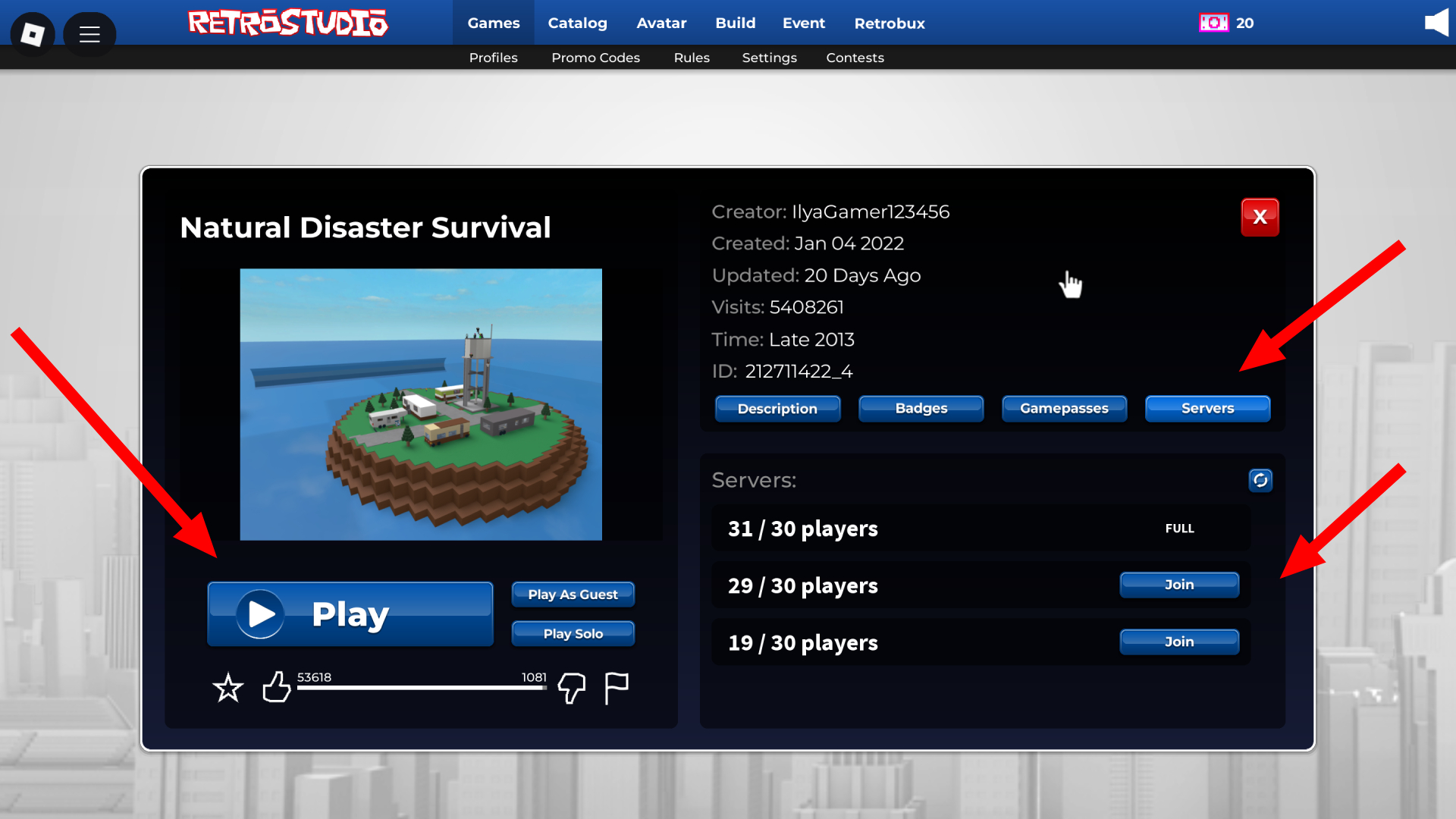 How to Join A Game (Image via Roblox)