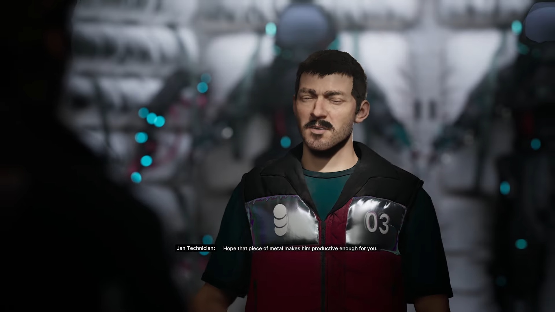 Jan Technician suggests a prosthetic. (Source: 11 Bit Studios | Trophygamers/YouTube)